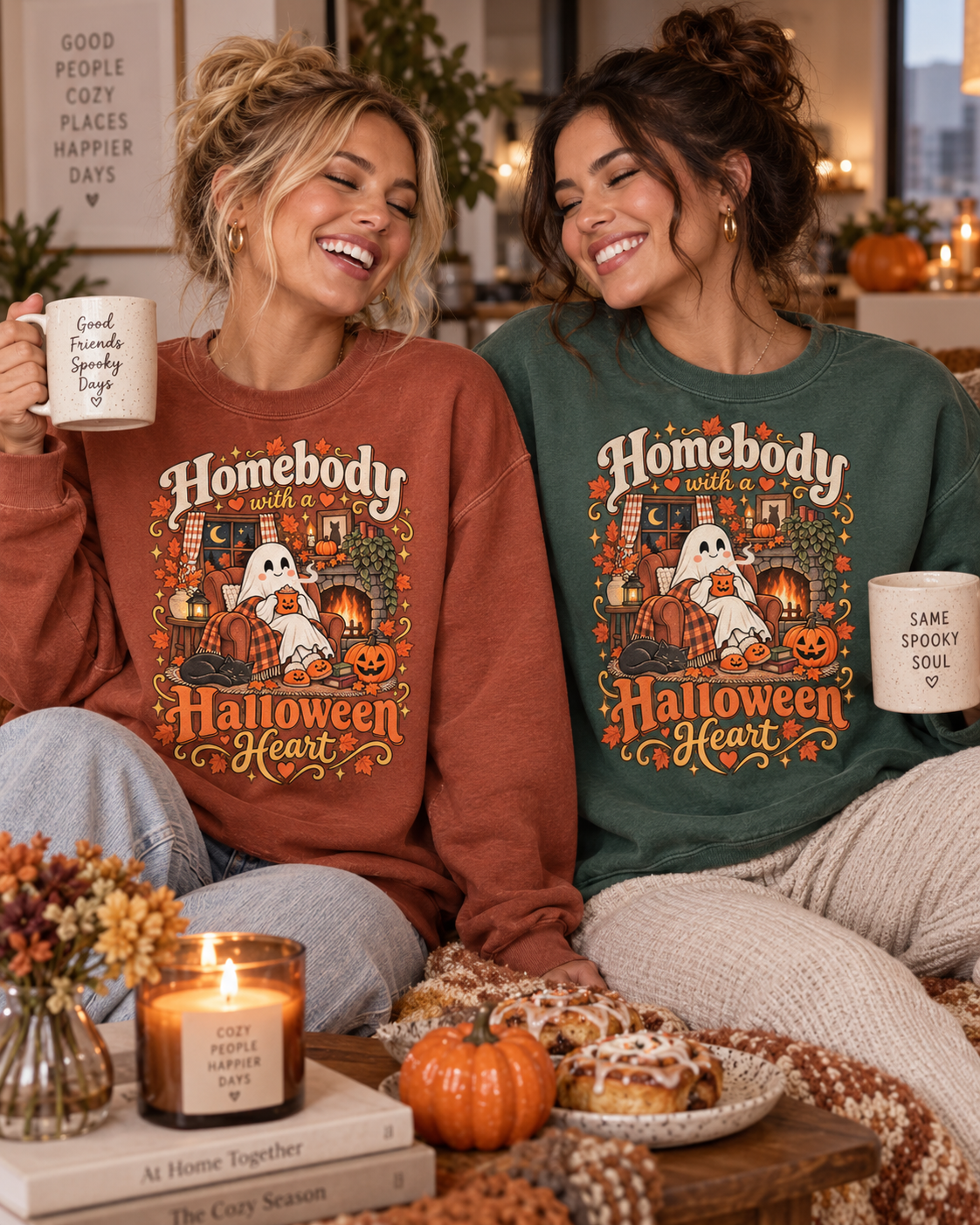 Homebody Halloween Sweatshirt — Cozy Ghost Pumpkin Fall Crewneck