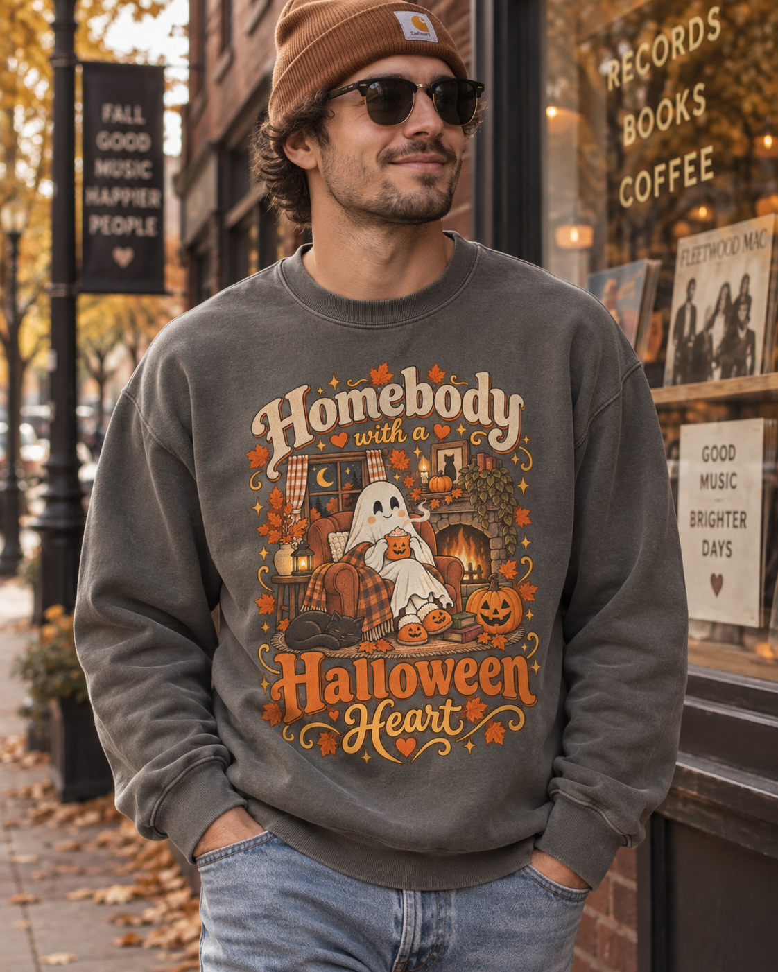 Homebody Halloween Sweatshirt — Cozy Ghost Pumpkin Fall Crewneck