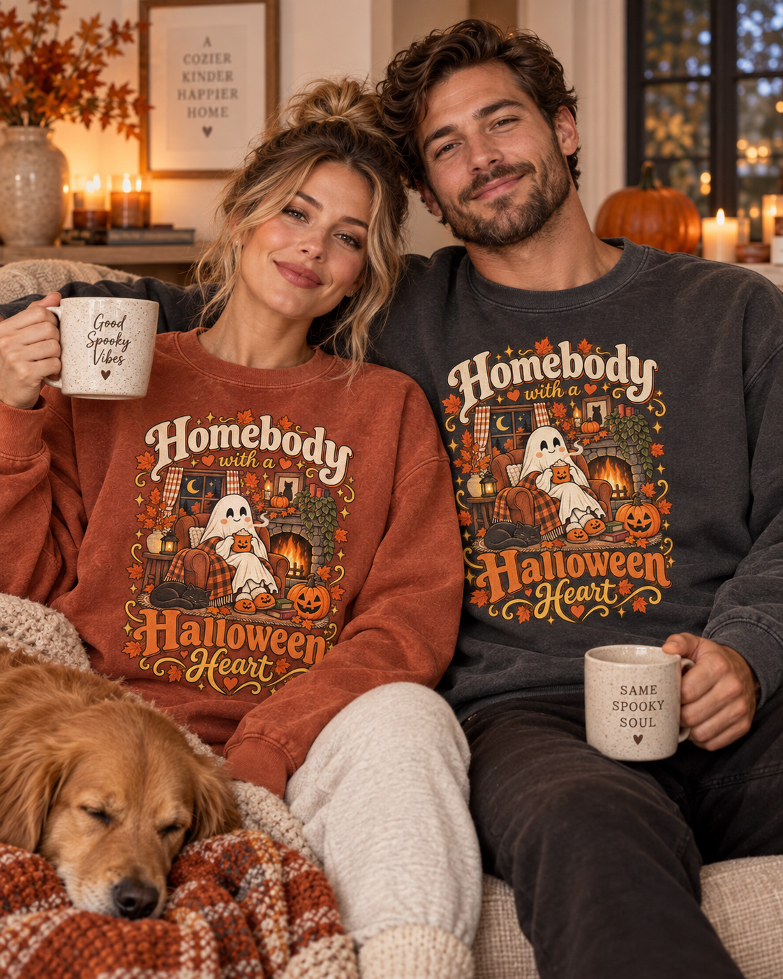 Homebody Halloween Sweatshirt — Cozy Ghost Pumpkin Fall Crewneck