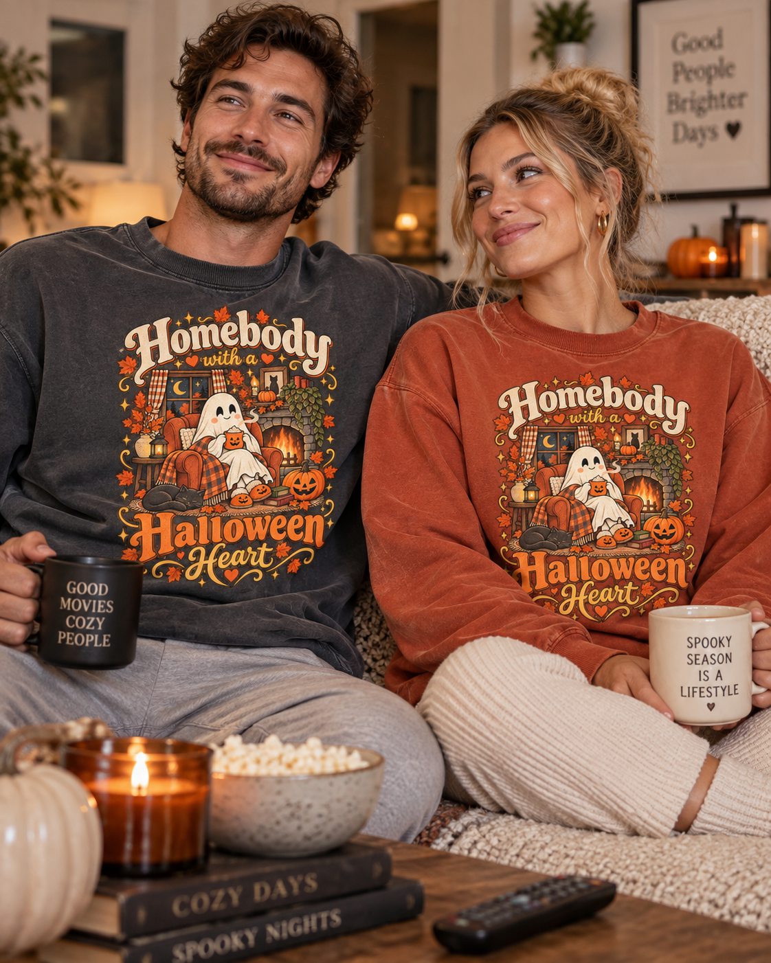Homebody Halloween Sweatshirt — Cozy Ghost Pumpkin Fall Crewneck