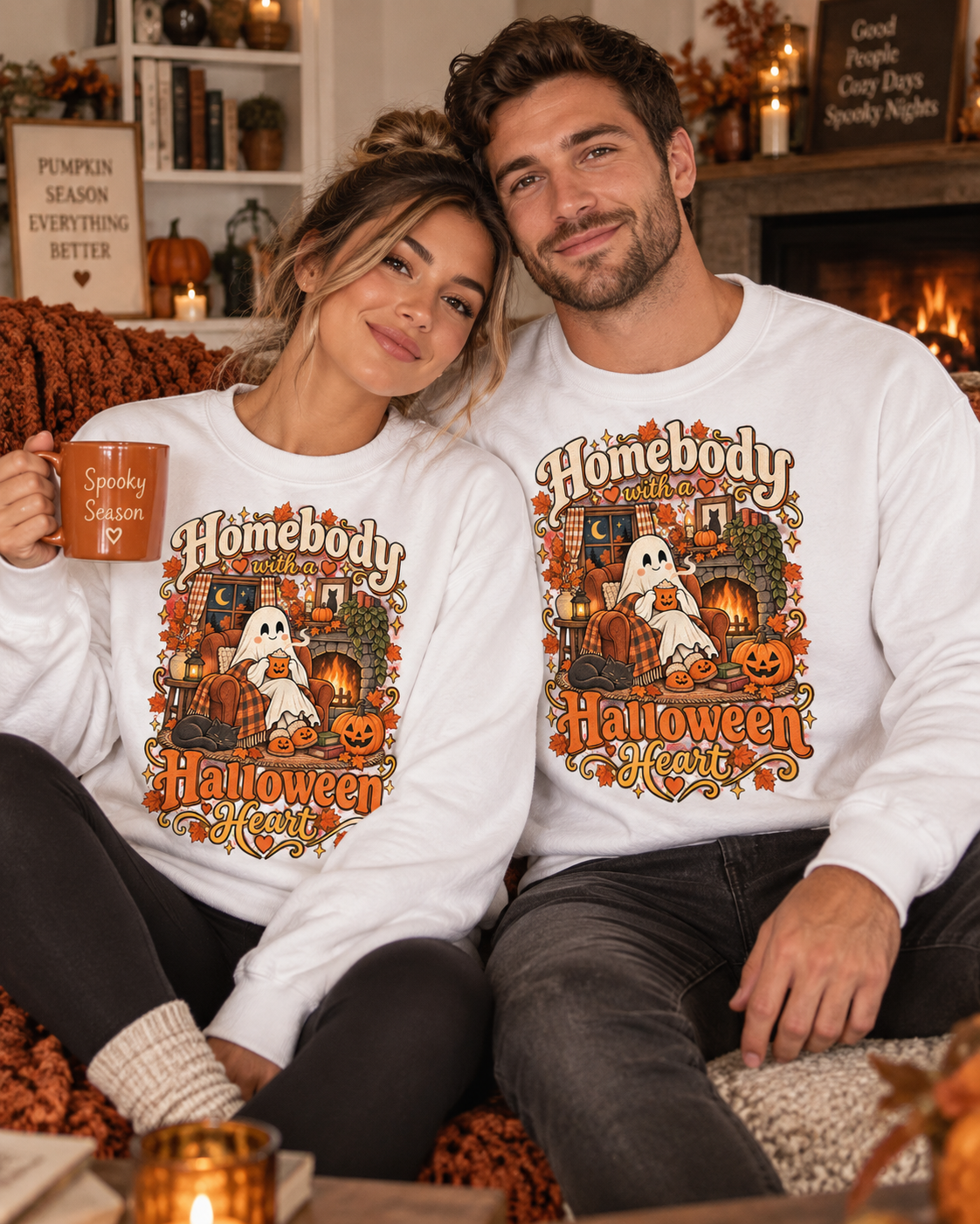Homebody Halloween Sweatshirt — Cozy Ghost Pumpkin Fall Crewneck