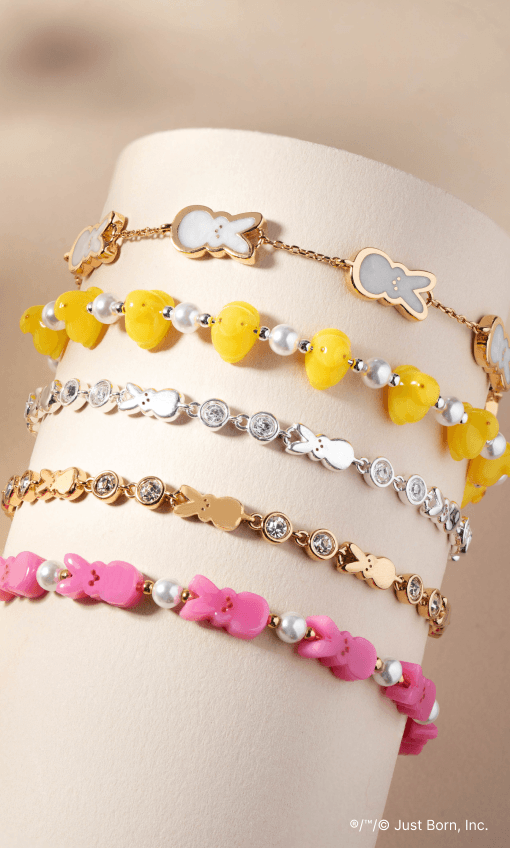PEEPS® Pearlized Bunny Charm Bracelet, Bracelets, $ 48.00, A Moment Of Now™