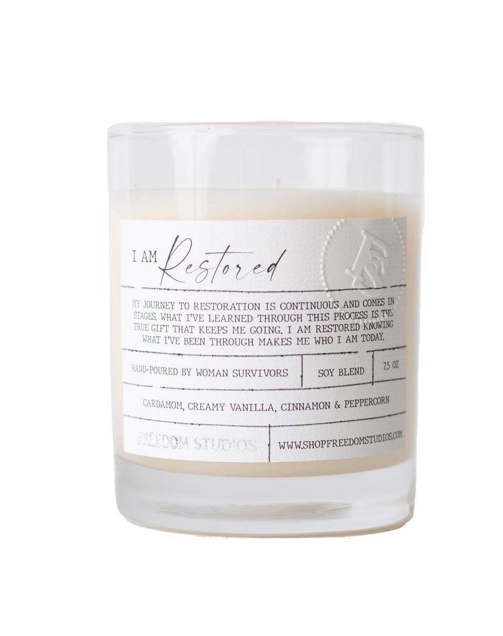 I AM Restored 7.5 oz Candle - Hand-Poured & Sustainable, Candles, $ 20.00, A Moment Of Now™