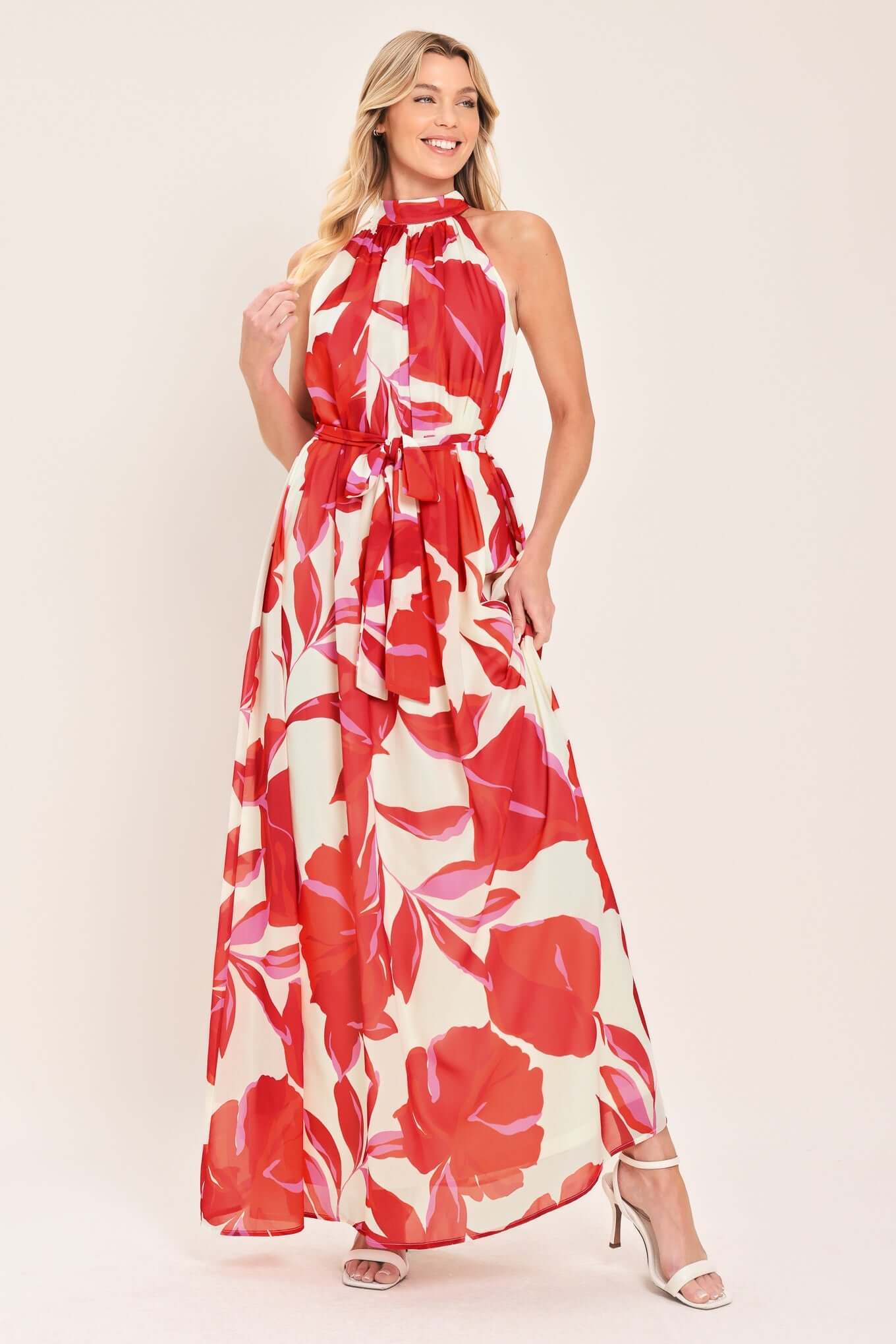 FIJI FLOWER HALTER WOVEN MAXI DRESS | Boutique In USA, DRESSES, $ 84.00, A Moment Of Now™