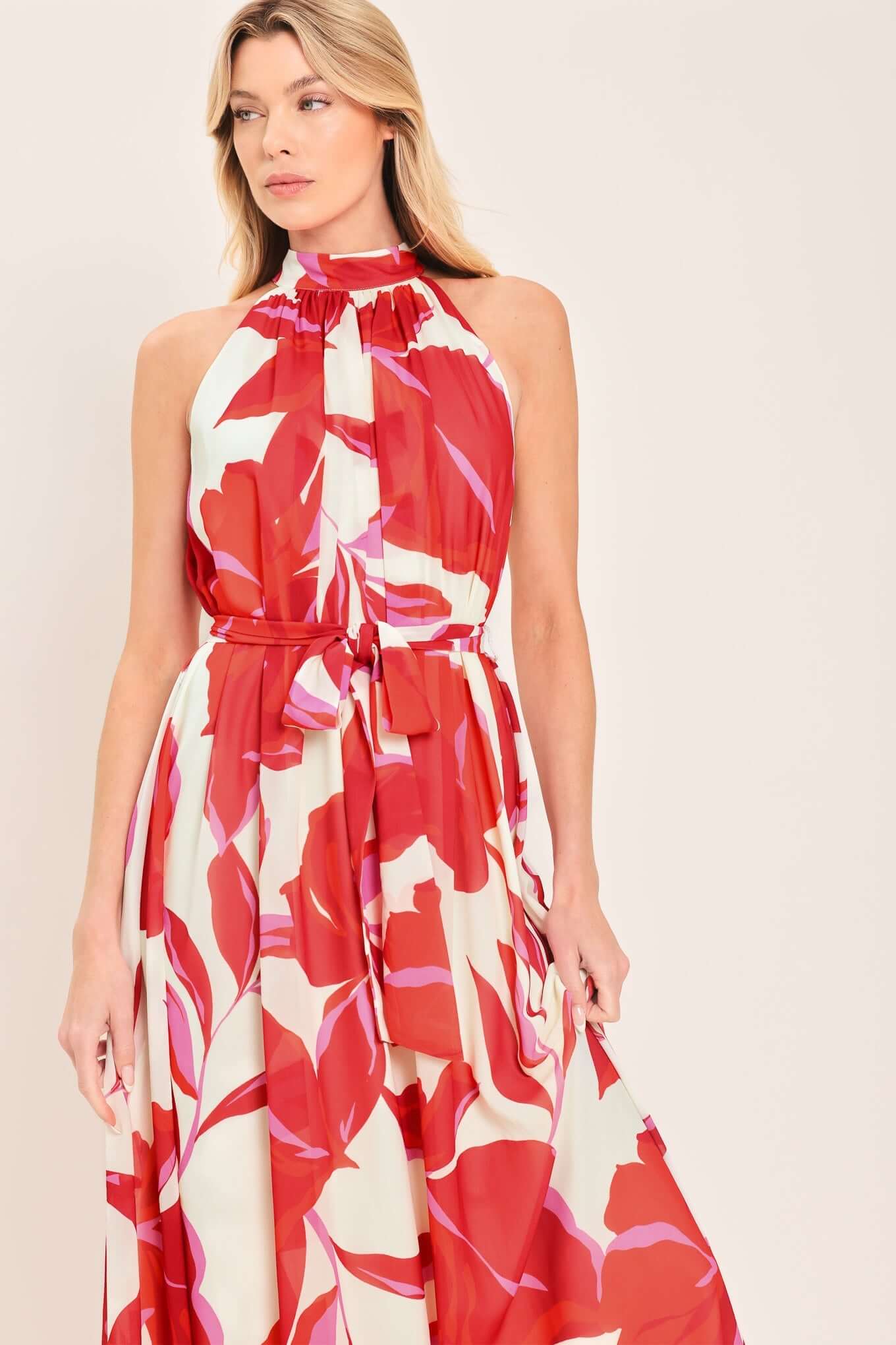 FIJI FLOWER HALTER WOVEN MAXI DRESS | Boutique In USA, DRESSES, $ 84.00, A Moment Of Now™