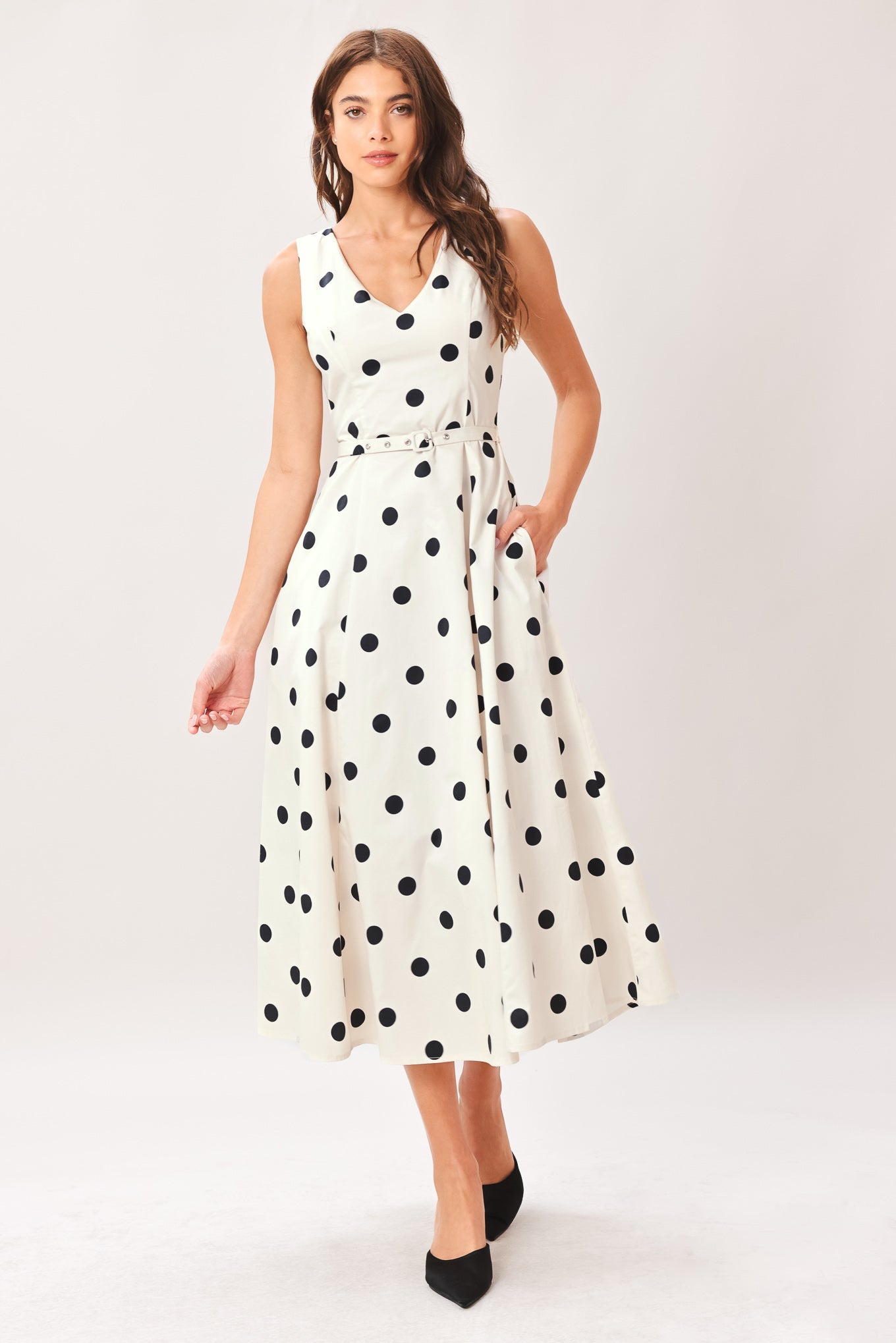 PURE POLKA WOVEN MIDI DRESS | Boutique In USA, DRESSES, $ 108.00, A Moment Of Now™