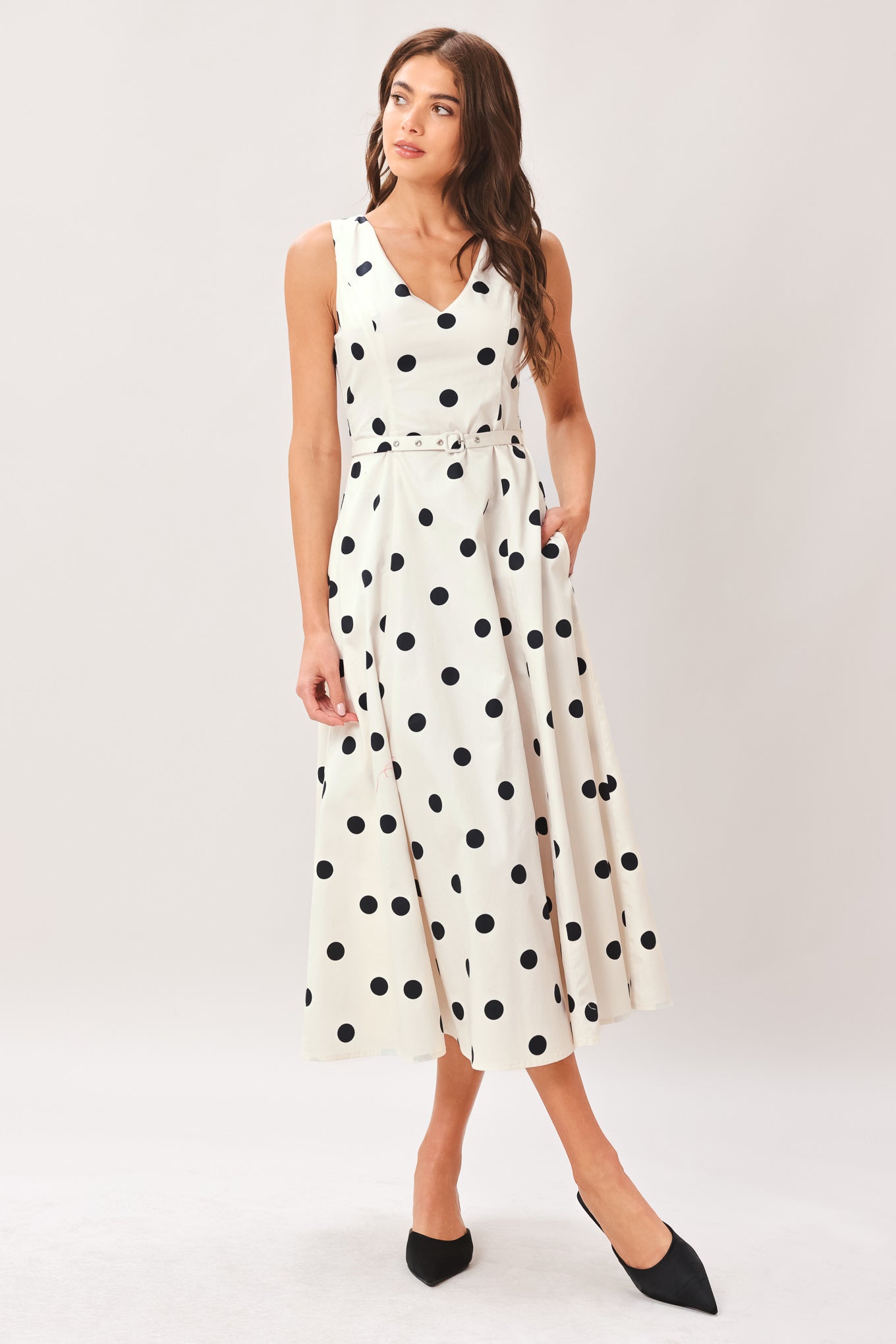 PURE POLKA WOVEN MIDI DRESS | Boutique In USA, DRESSES, $ 108.00, A Moment Of Now™