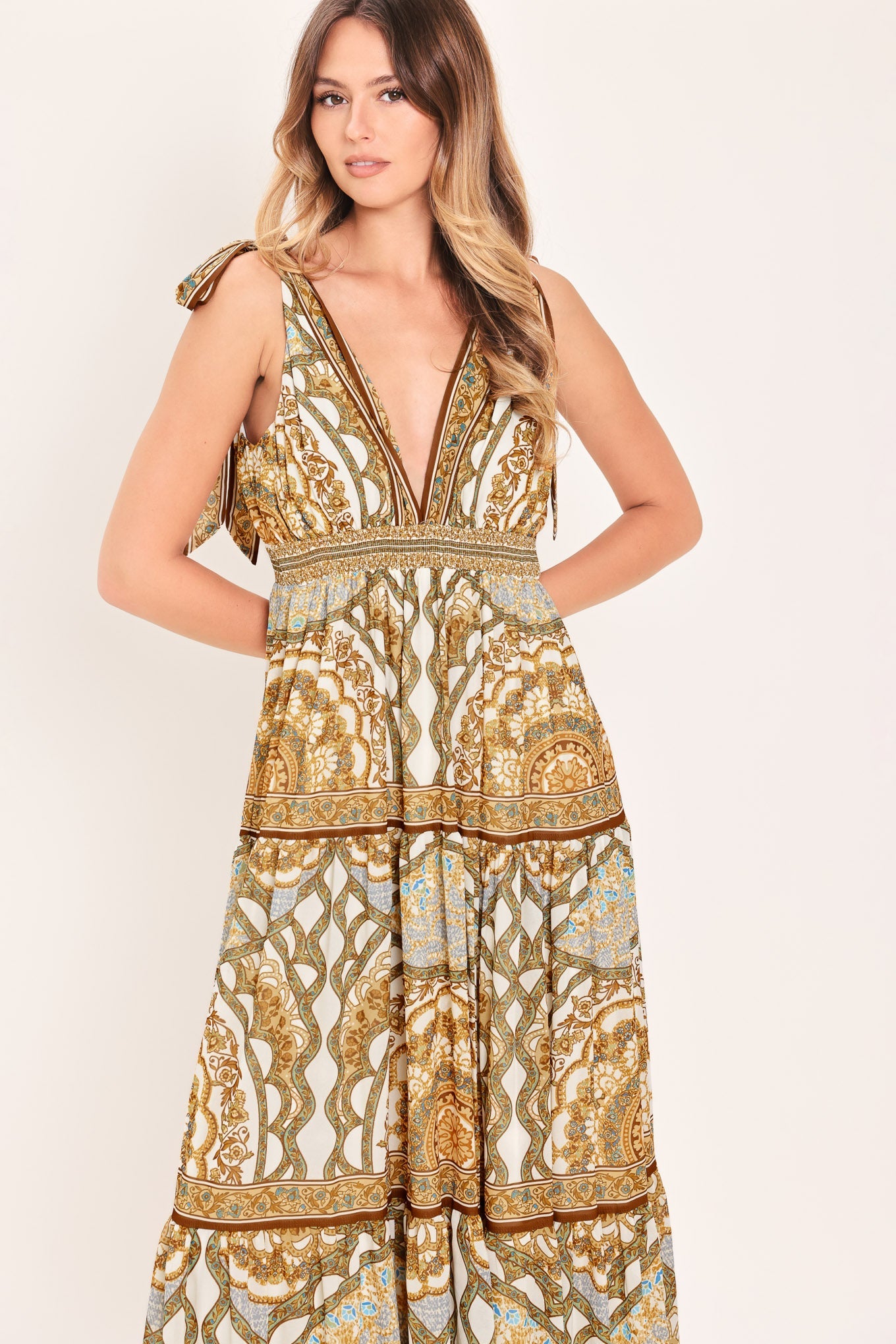 Golden Mosaic Woven Maxi Dress, DRESSES, $ 86.00, A Moment Of Now™