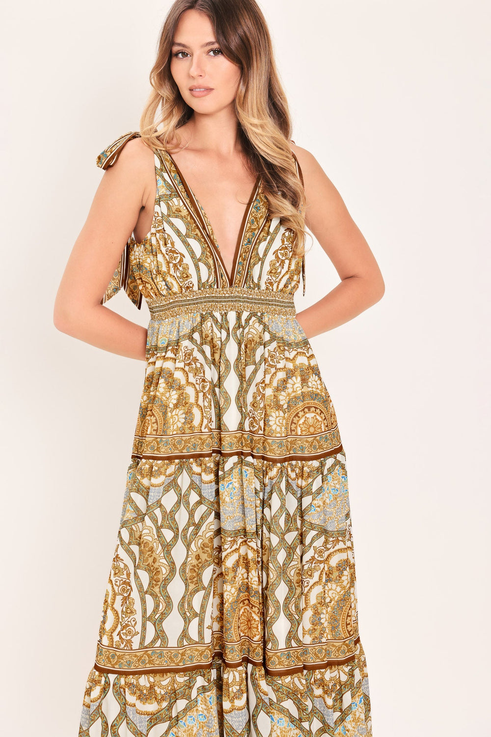 Golden Mosaic Woven Maxi Dress, DRESSES, $ 86.00, A Moment Of Now™