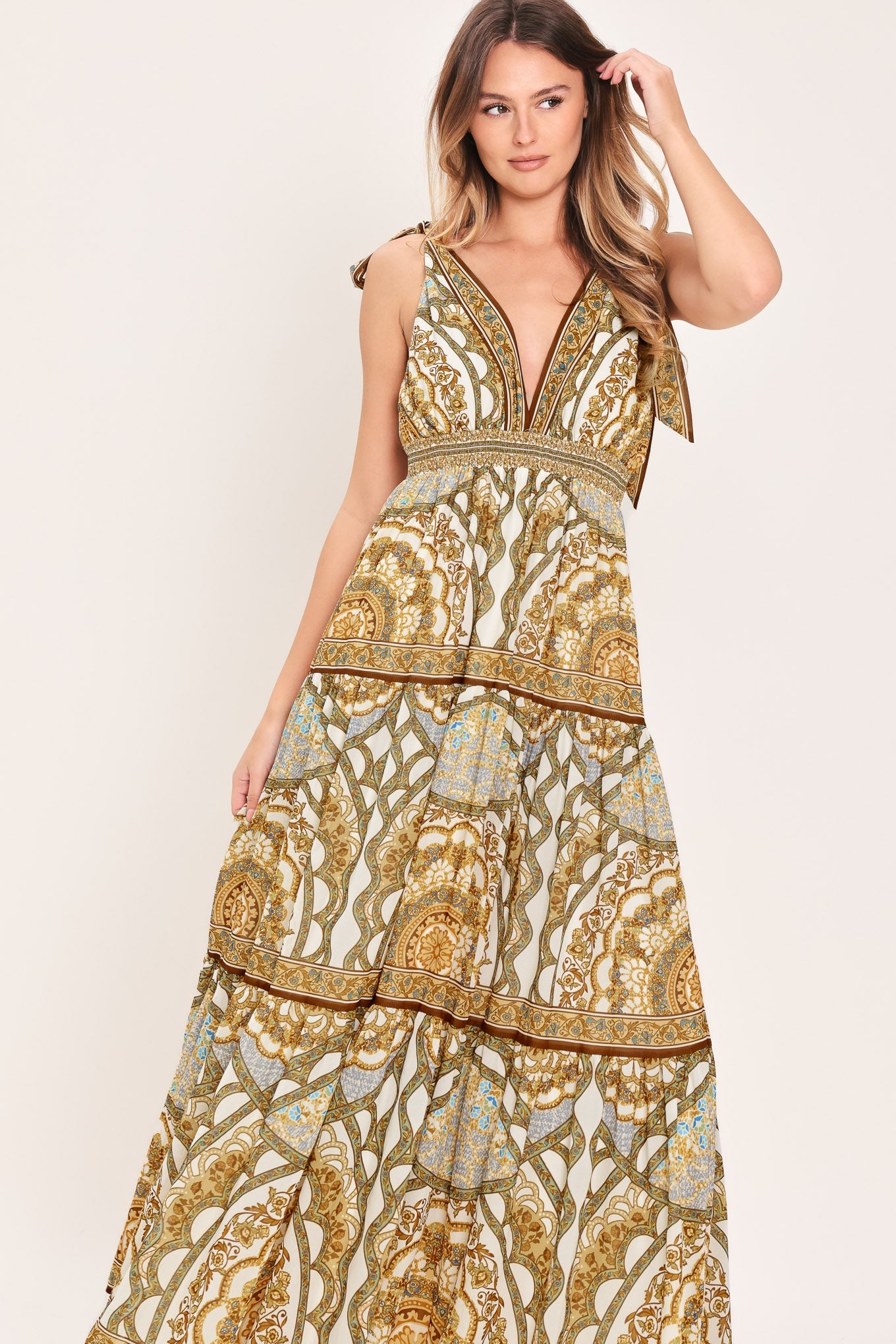 Golden Mosaic Woven Maxi Dress, DRESSES, $ 86.00, A Moment Of Now™