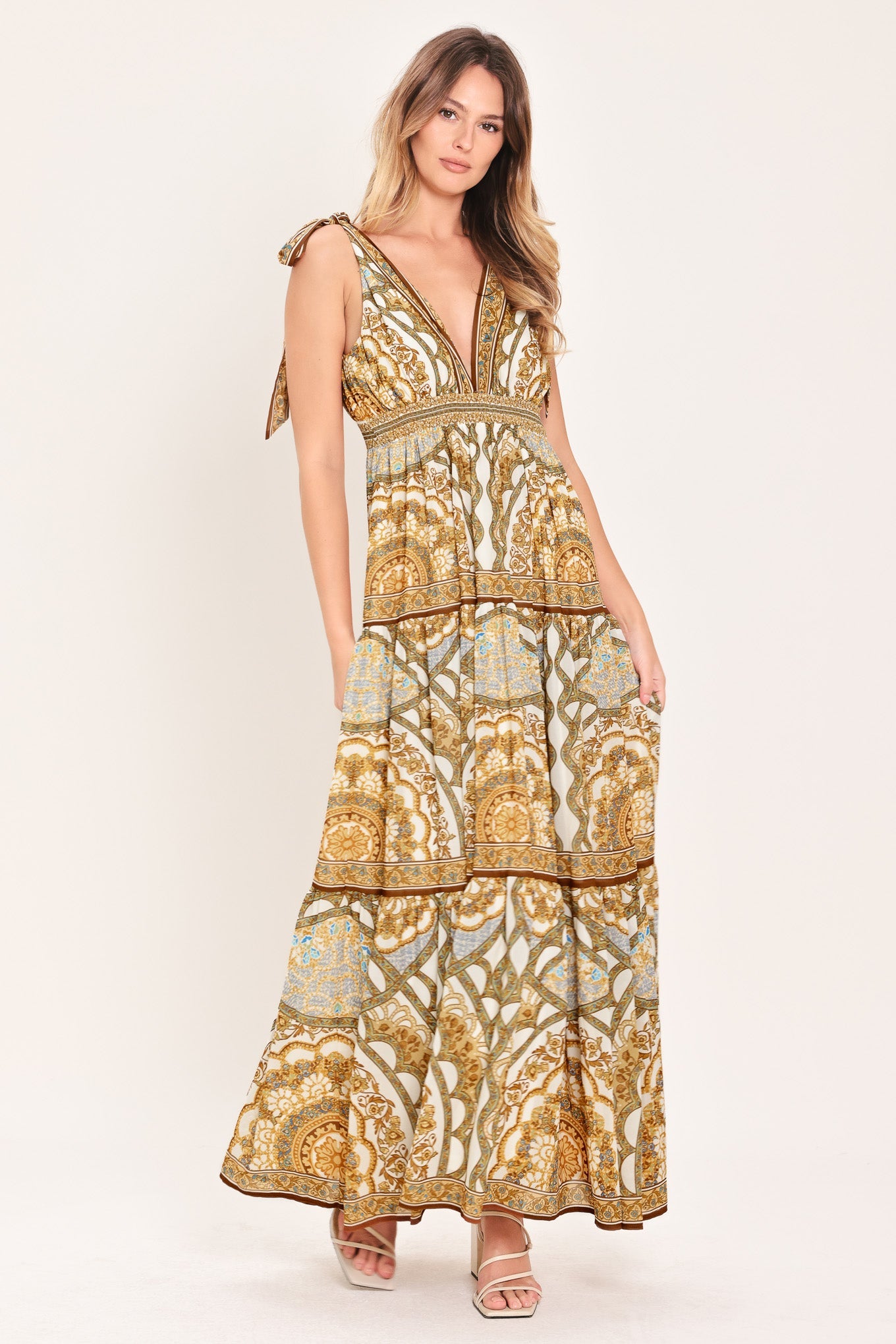 Golden Mosaic Woven Maxi Dress, DRESSES, $ 86.00, A Moment Of Now™