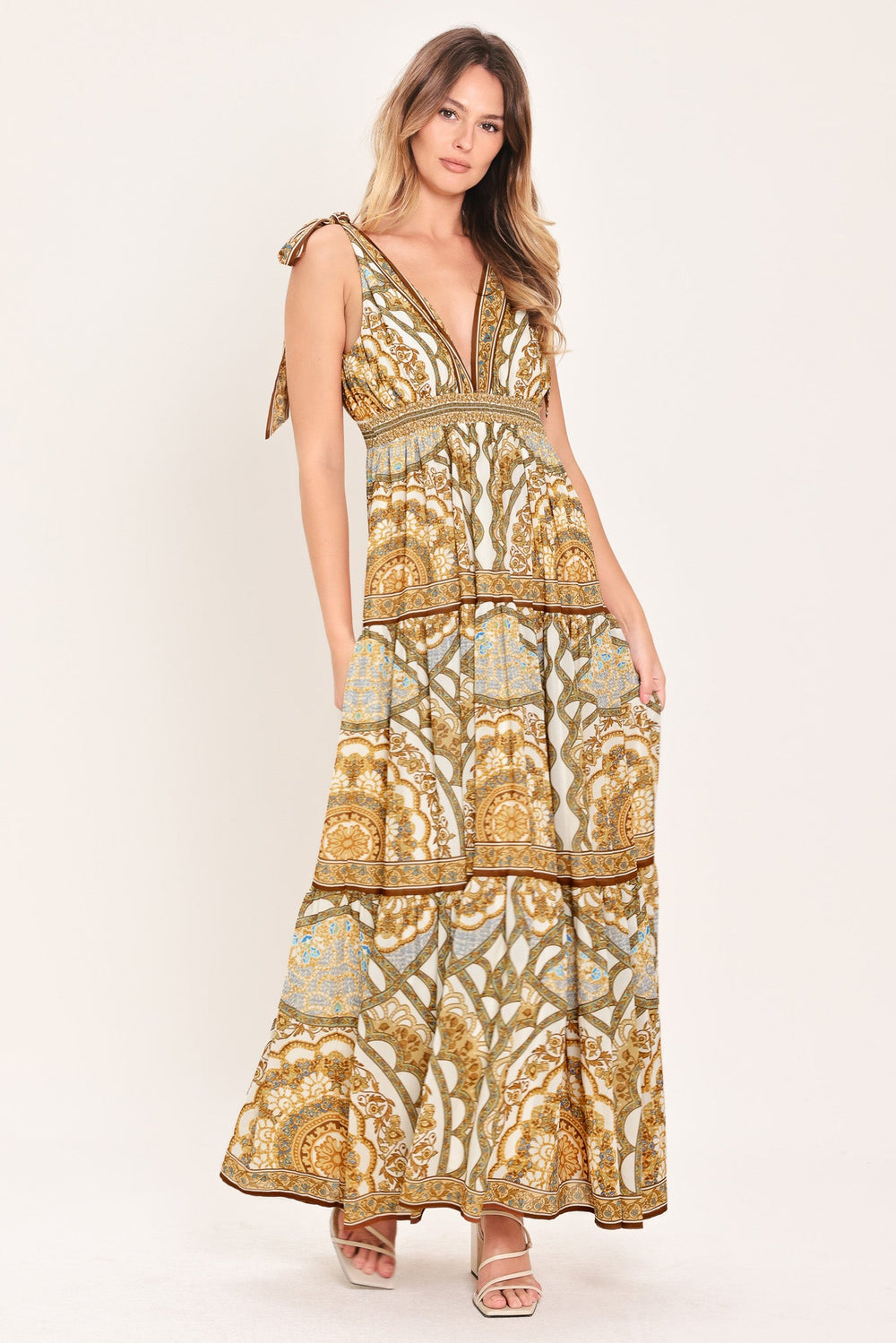 Golden Mosaic Woven Maxi Dress, DRESSES, $ 86.00, A Moment Of Now™