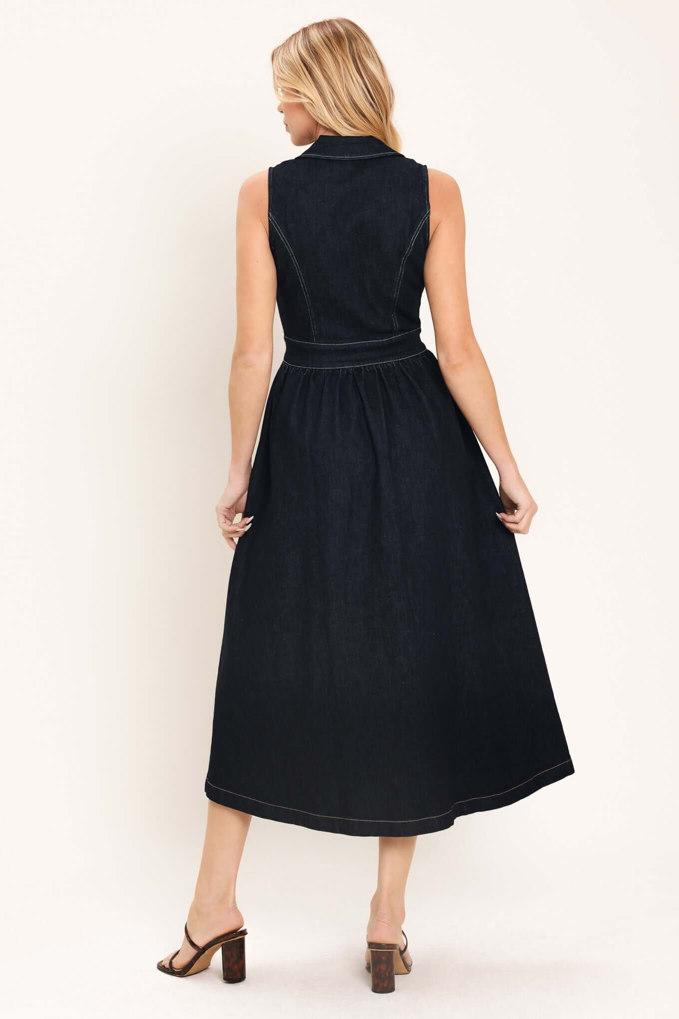 INDIGO CHARM DENIM MIDI DRESS | Boutique In USA, DRESSES, $ 102.00, A Moment Of Now™