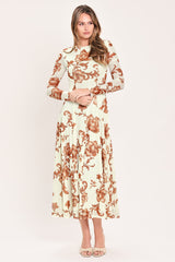 Heirloom Flowers Power Mesh Midi Dress