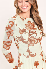 Heirloom Flowers Power Mesh Midi Dress