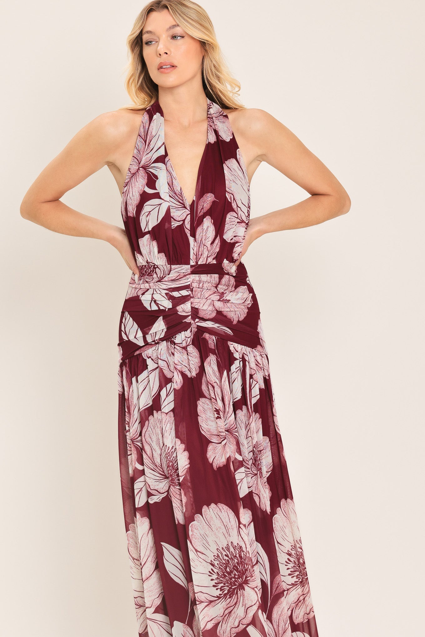 ROSEWOOD ROMANCE POWER MESH MAXI DRESS | Boutique In USA, DRESSES, $ 86.00, A Moment Of Now™