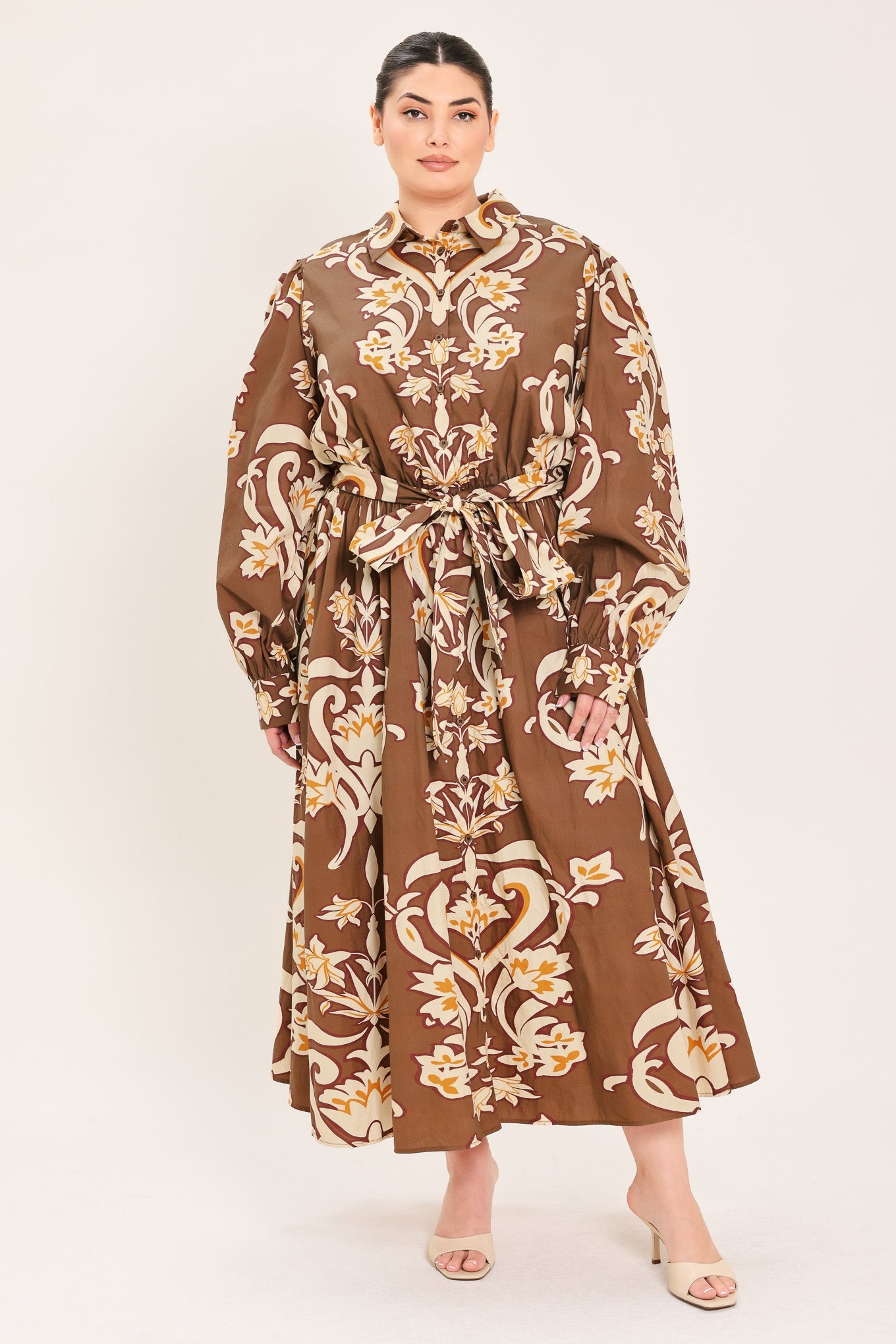 Amber Medallion Woven Shirt Maxi Dress