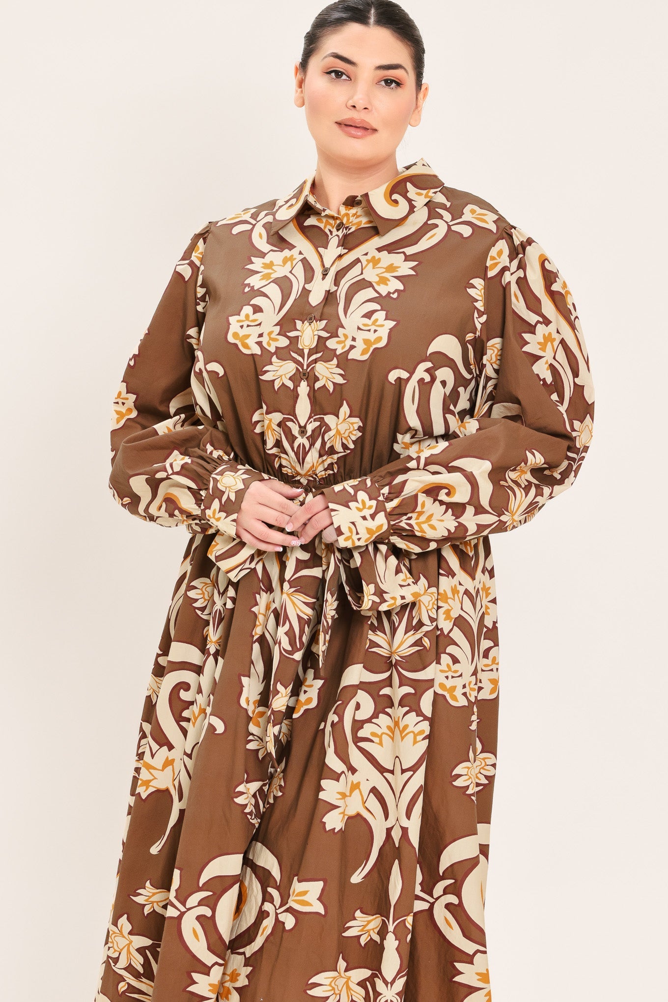 Amber Medallion Woven Shirt Maxi Dress