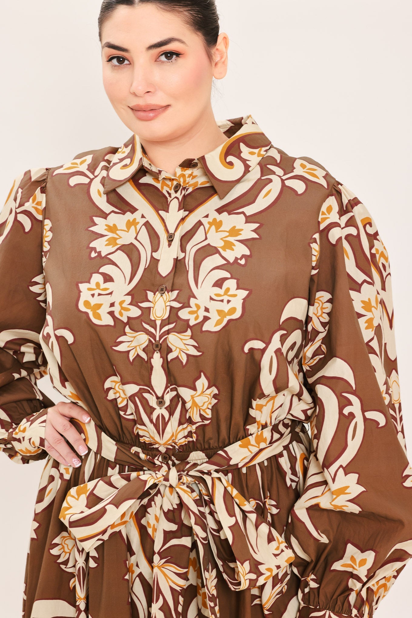 Amber Medallion Woven Shirt Maxi Dress