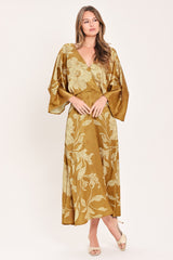 Butterscotch Blossom Woven Midi Dress