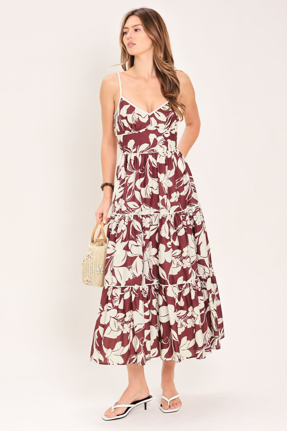 Romance In Wine Woven Midi Dress | Boutique In USA, DRESSES, $ 88.00, A Moment Of Now™