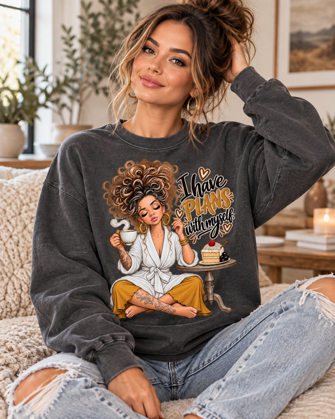 I Have Plans With Myself Sweatshirt — Cozy Self-Care Relaxation Crewneck