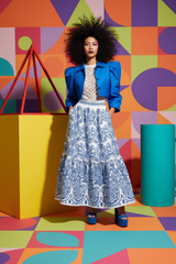 Azure Ornate Woven Full Midi Skirt | Boutique In USA, SKIRTS, $ 70.00, A Moment Of Now™