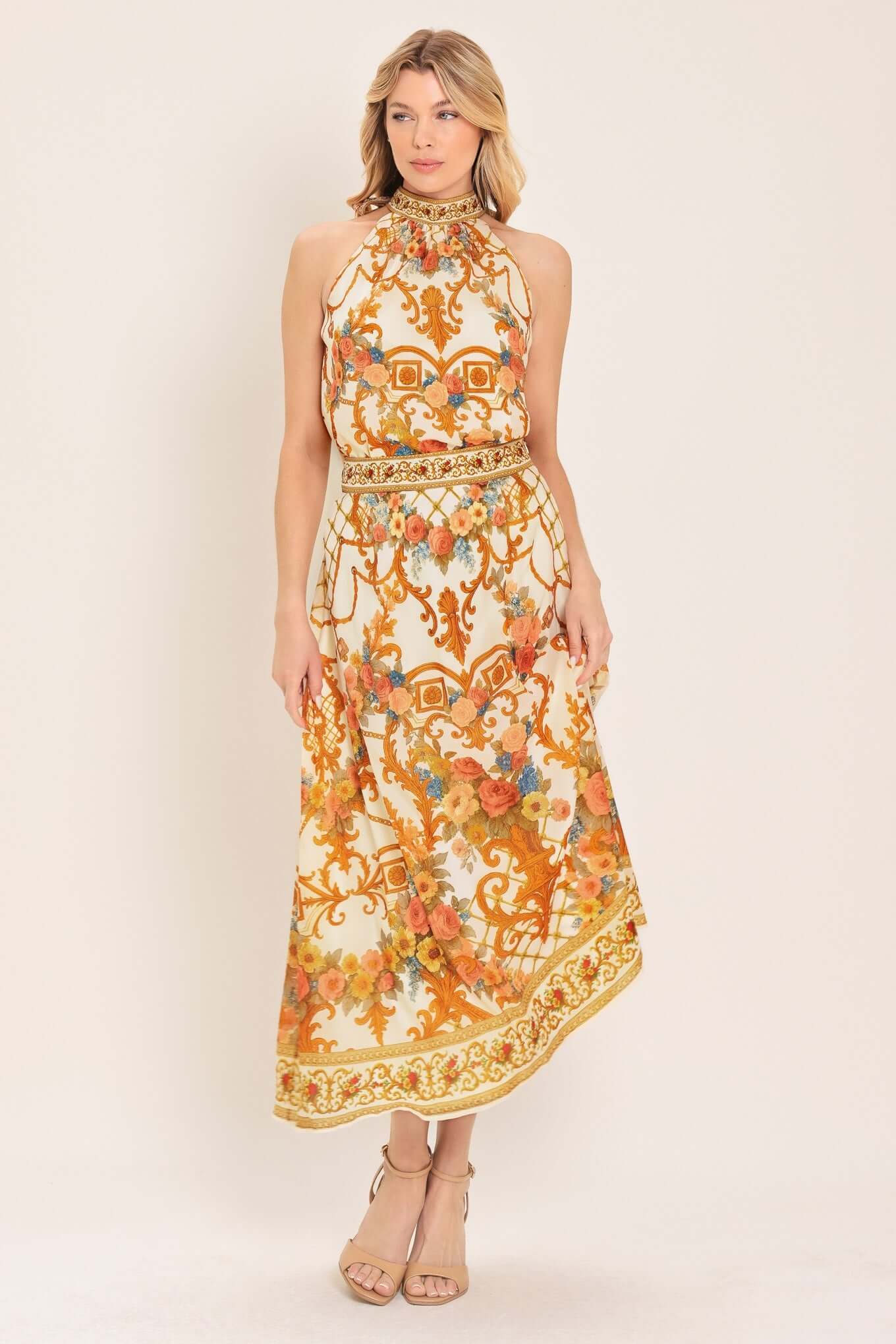 Antique Bloom Woven Midi Circle Skirt | Boutique In USA, SKIRTS, $ 70.00, A Moment Of Now™