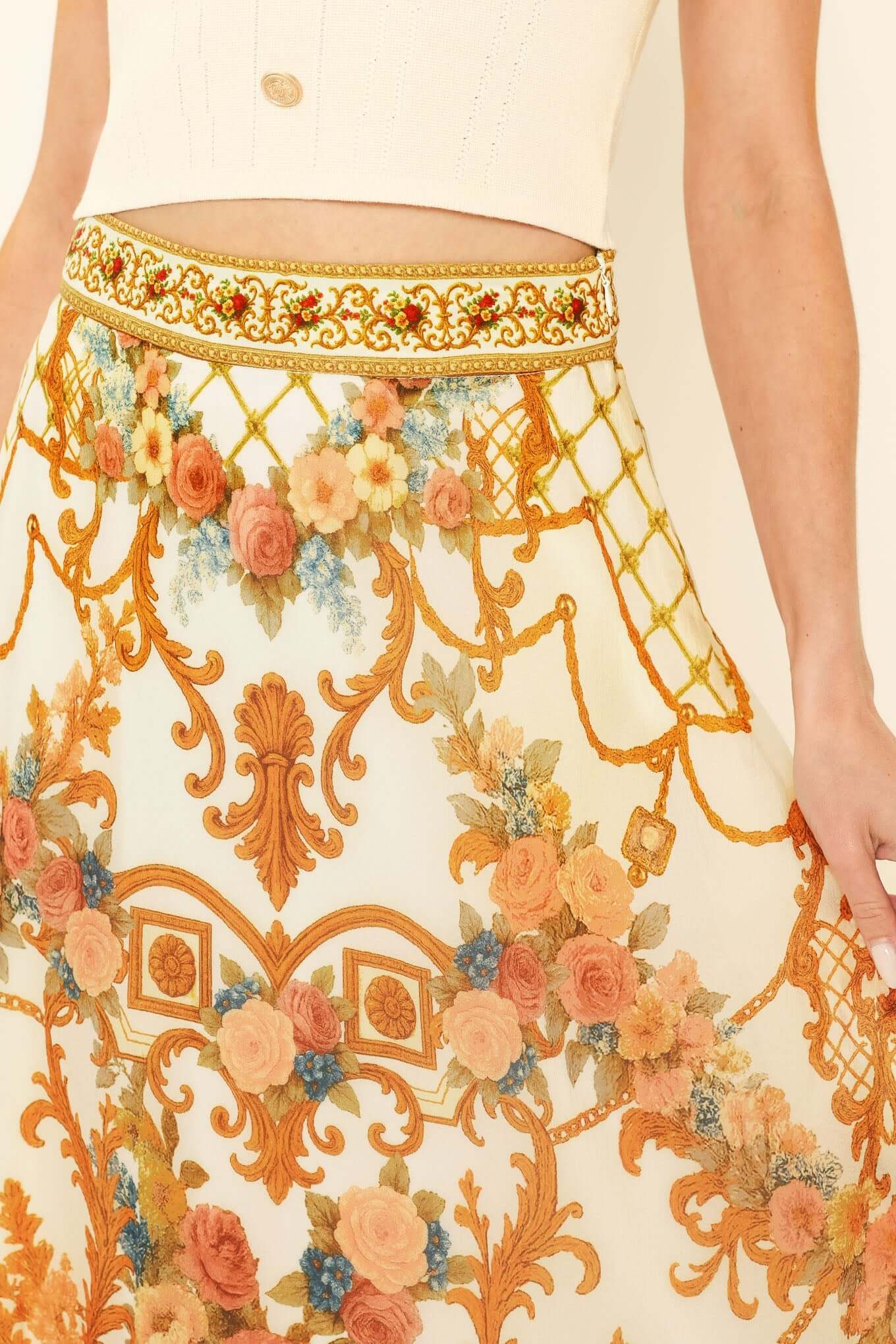 Antique Bloom Woven Midi Circle Skirt | Boutique In USA, SKIRTS, $ 70.00, A Moment Of Now™