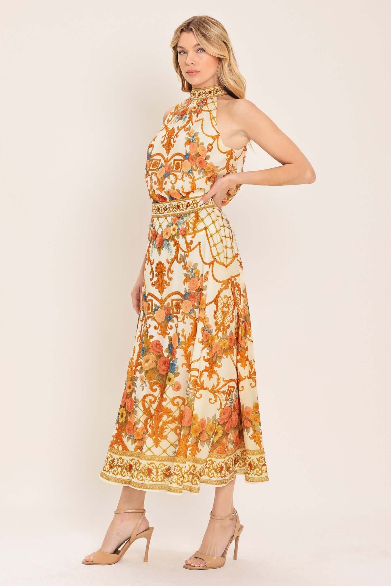 Antique Bloom Woven Midi Circle Skirt | Boutique In USA, SKIRTS, $ 70.00, A Moment Of Now™