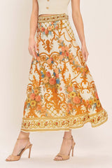 Antique Bloom Woven Midi Circle Skirt | Boutique In USA, SKIRTS, $ 70.00, A Moment Of Now™