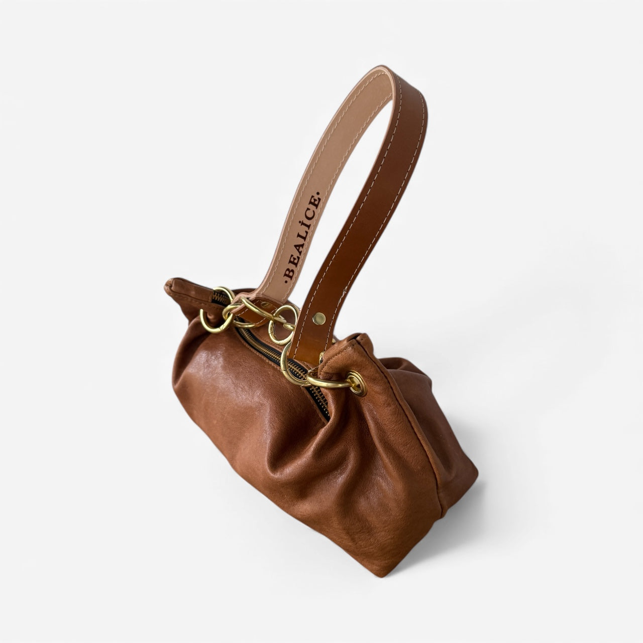 Blair East West Shoulder Bag - Brown Leather with Brass Hardware