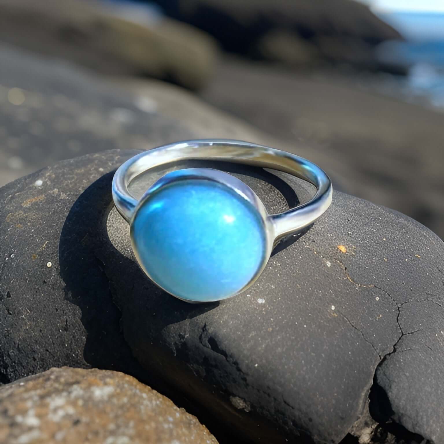 Turquoise Gemstone Round Ring