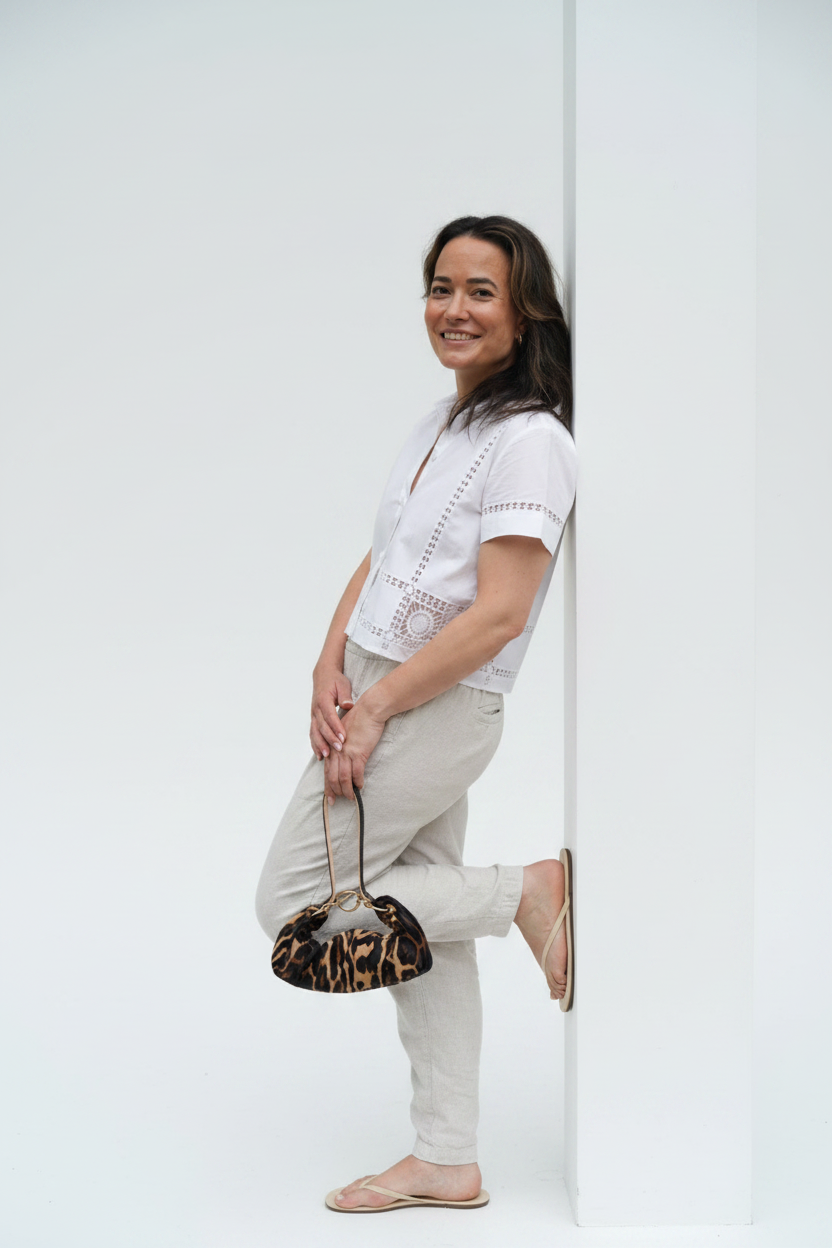 Baby Blair Shoulder Bag, Leopard Print Calf Hair-Black Leather