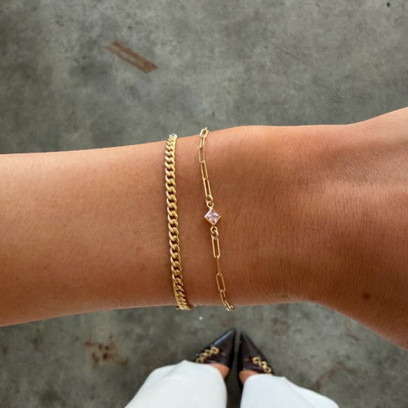 Birthstone Gabi Curb Bracelet Stack | 14K Gold Filled, Bracelets, $ 128.00, A Moment Of Now™