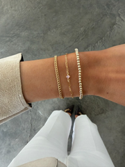birthstone + gabi curb + juno bead (3mm) bracelet stack, Bracelets, $ 175.00, A Moment Of Now™