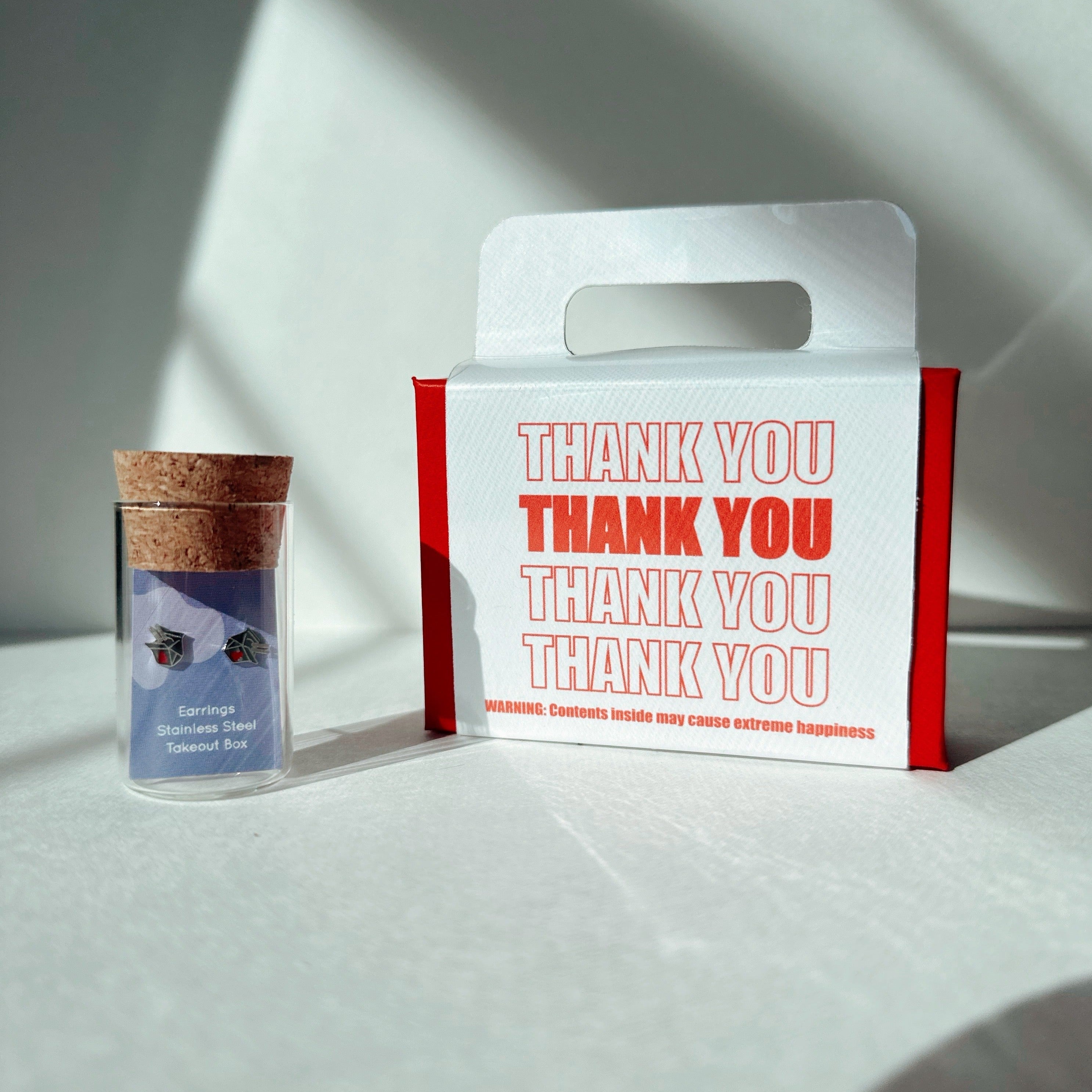 Asian Takeout Box Earring Studs Set of 3 - Hypoallergenic