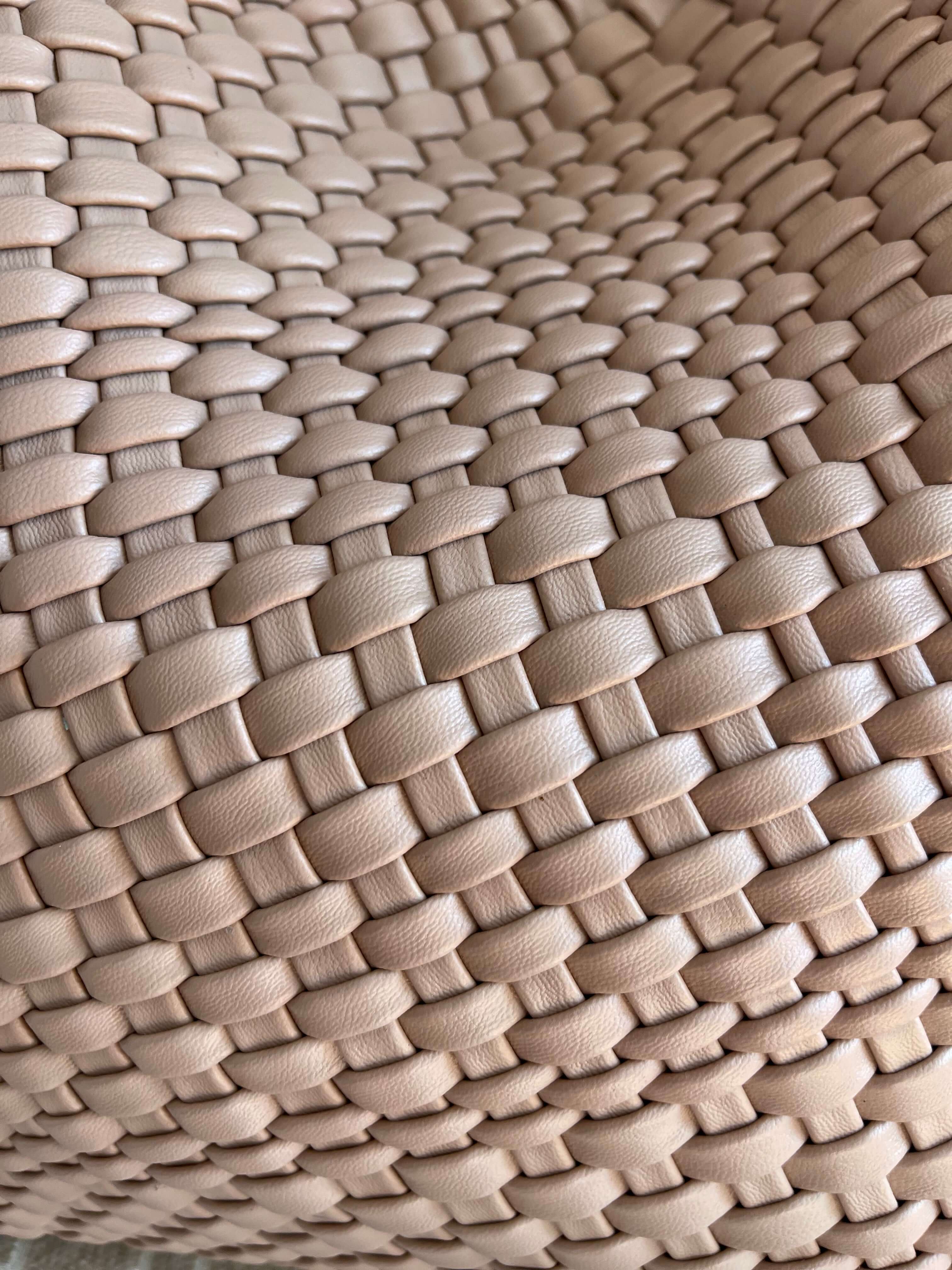 The Willow | Large Woven Vegan Leather Tote - Khaki