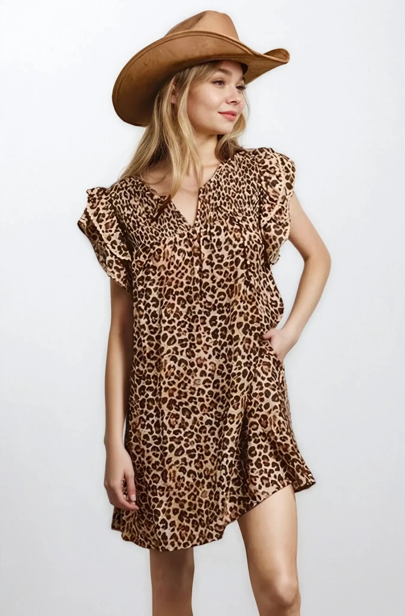 Desert Muse Leopard Ruffle Dress, Clothing, $ 49.00, A Moment Of Now™