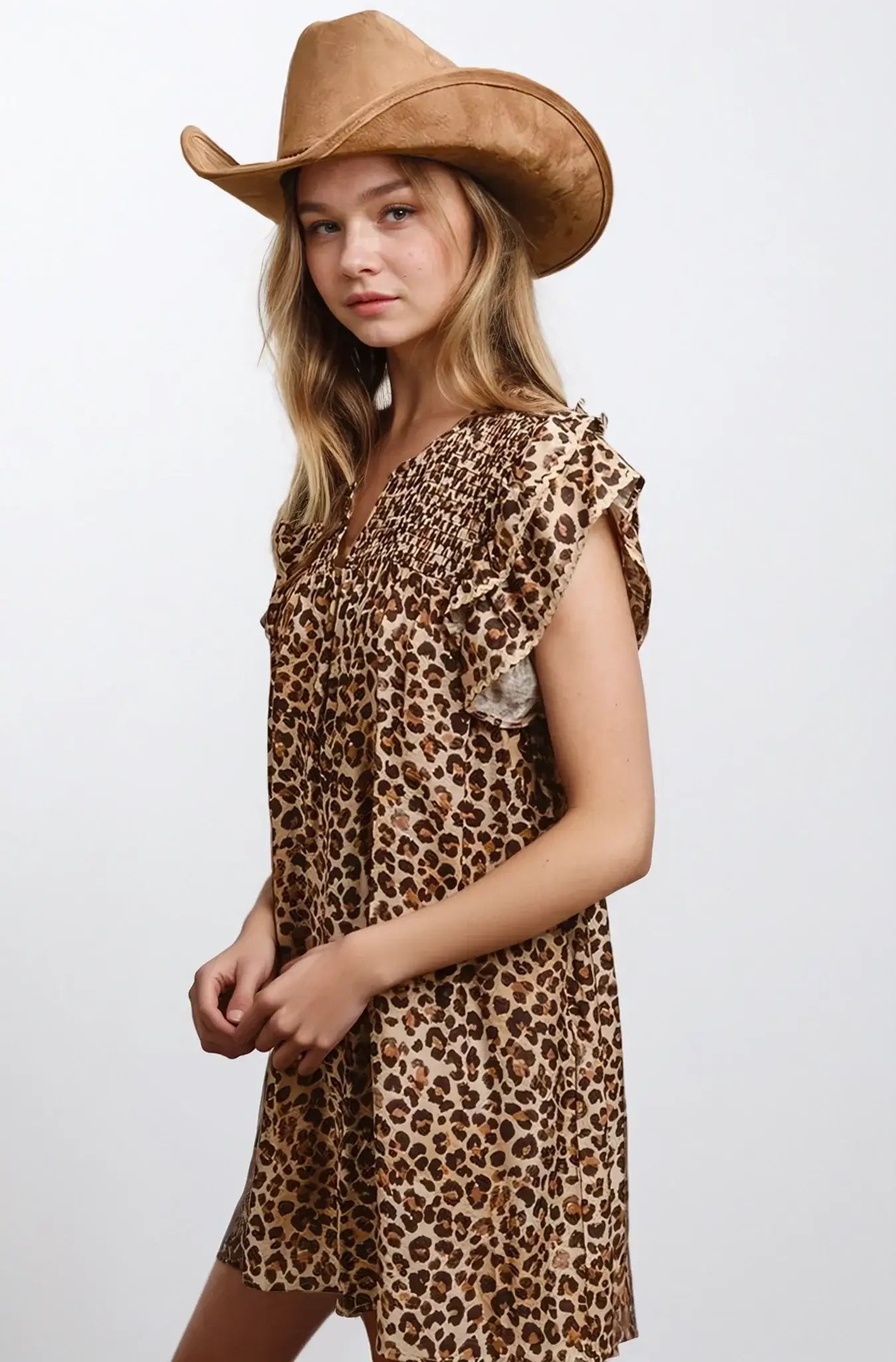 Desert Muse Leopard Ruffle Dress, Clothing, $ 49.00, A Moment Of Now™