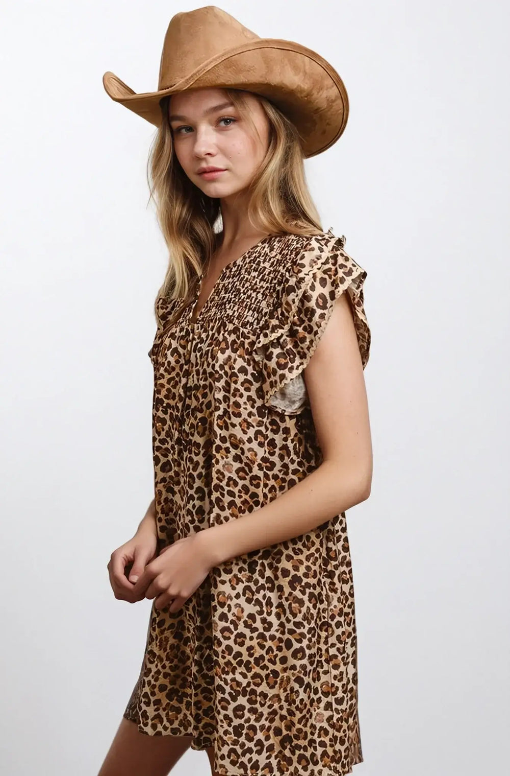 Desert Muse Leopard Ruffle Dress, Clothing, $ 49.00, A Moment Of Now™