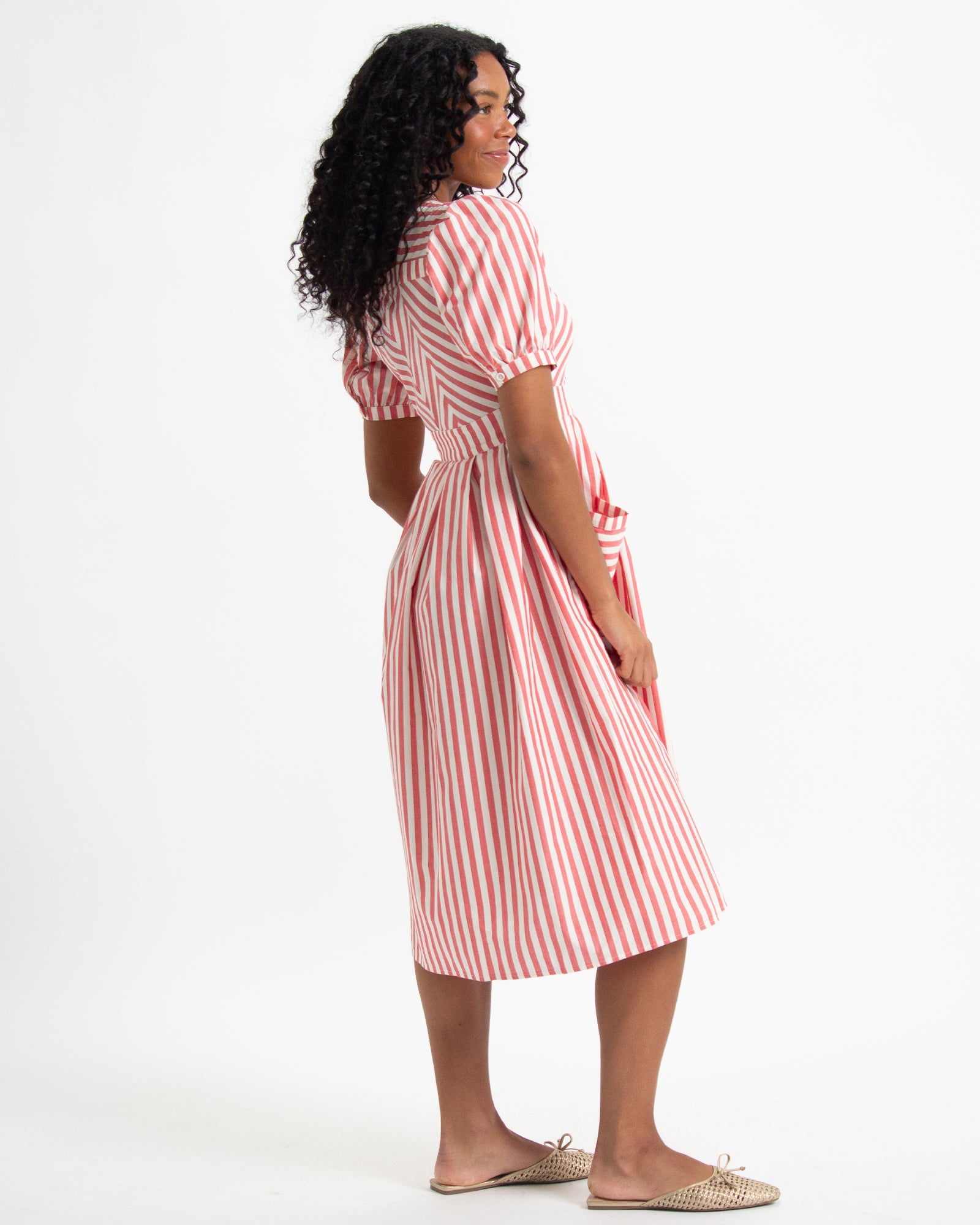 Bright Red Stripe  Must Have Mitered Dress