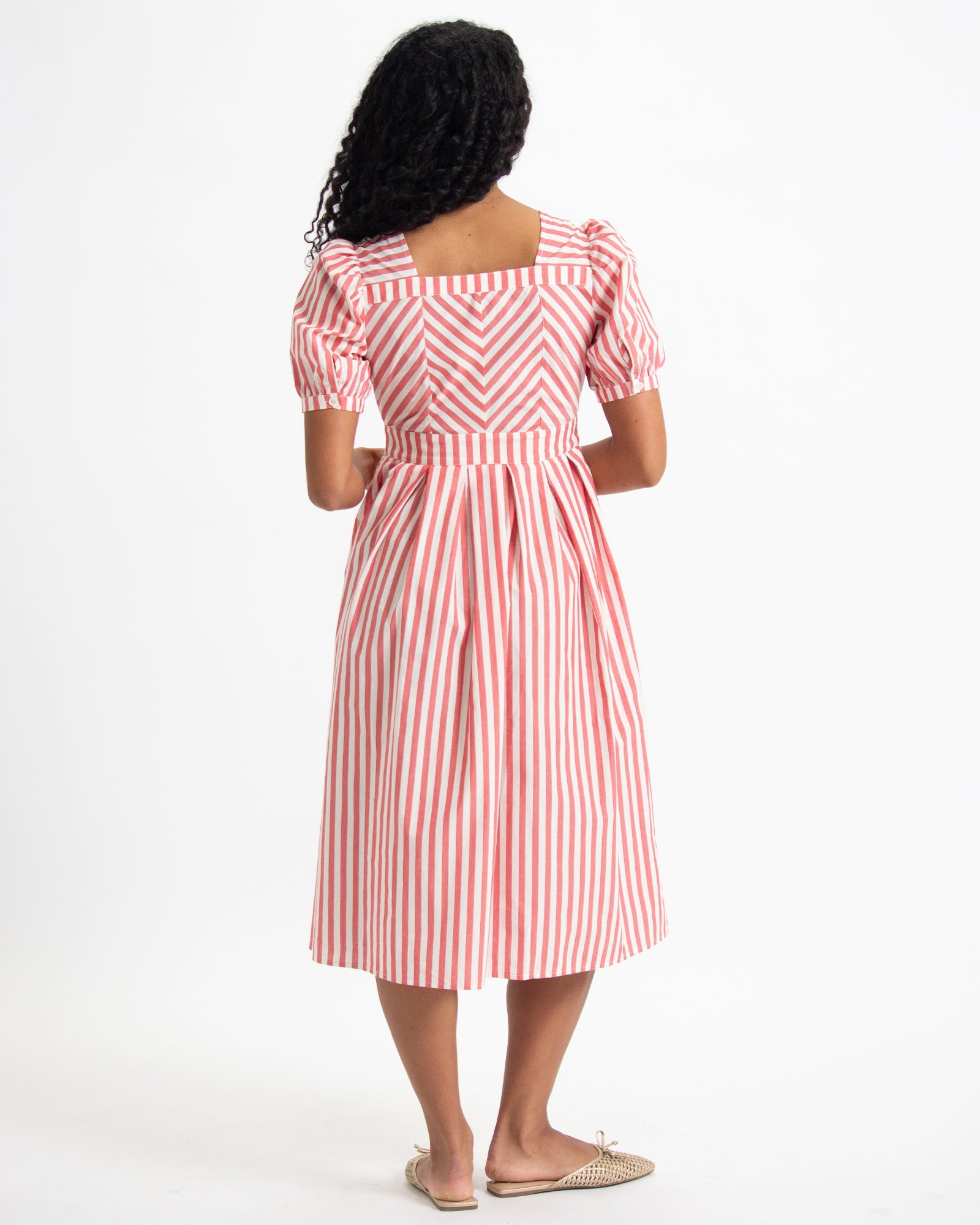 Bright Red Stripe  Must Have Mitered Dress