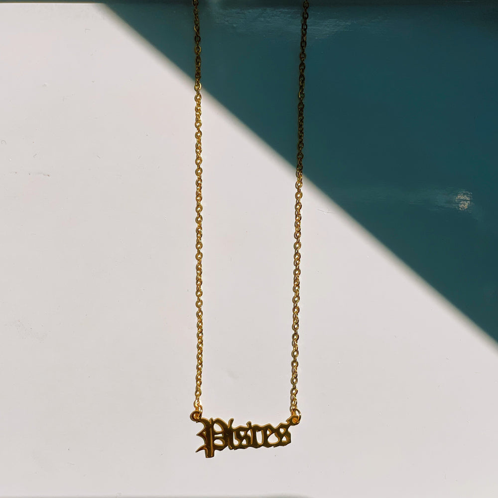 Pisces Zodiac Nameplate Necklace, Necklaces, $ 45.00, A Moment Of Now™
