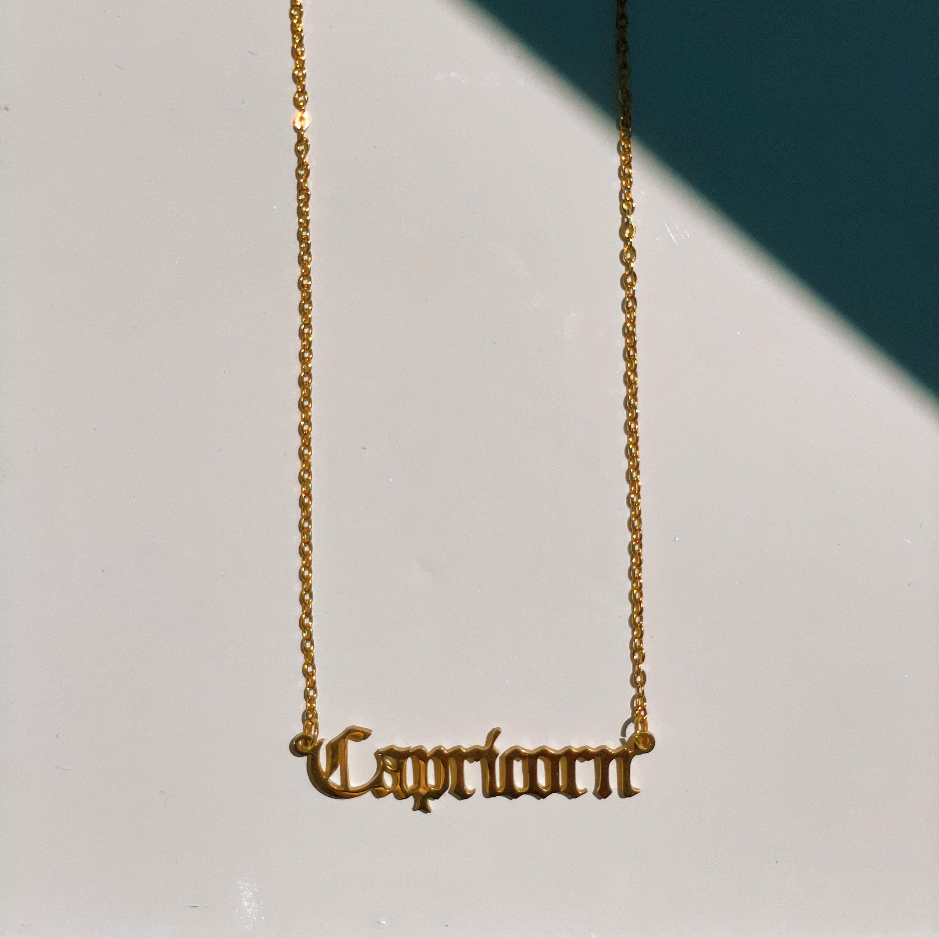Capricorn Zodiac Nameplate Necklace, Necklaces, $ 40.00, A Moment Of Now™