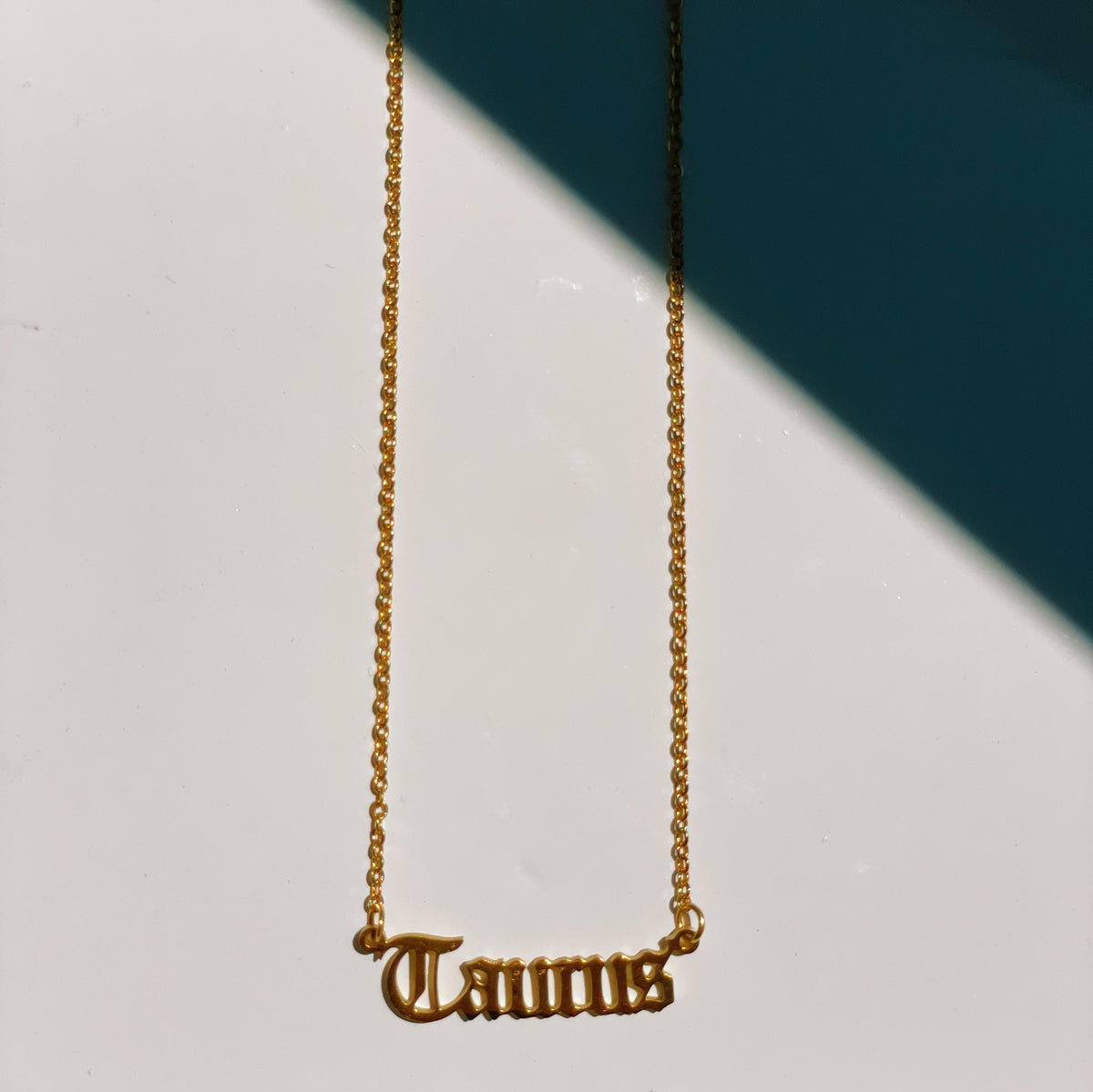 Taurus Zodiac Gold Nameplate Necklace, Necklaces, $ 45.00, A Moment Of Now™