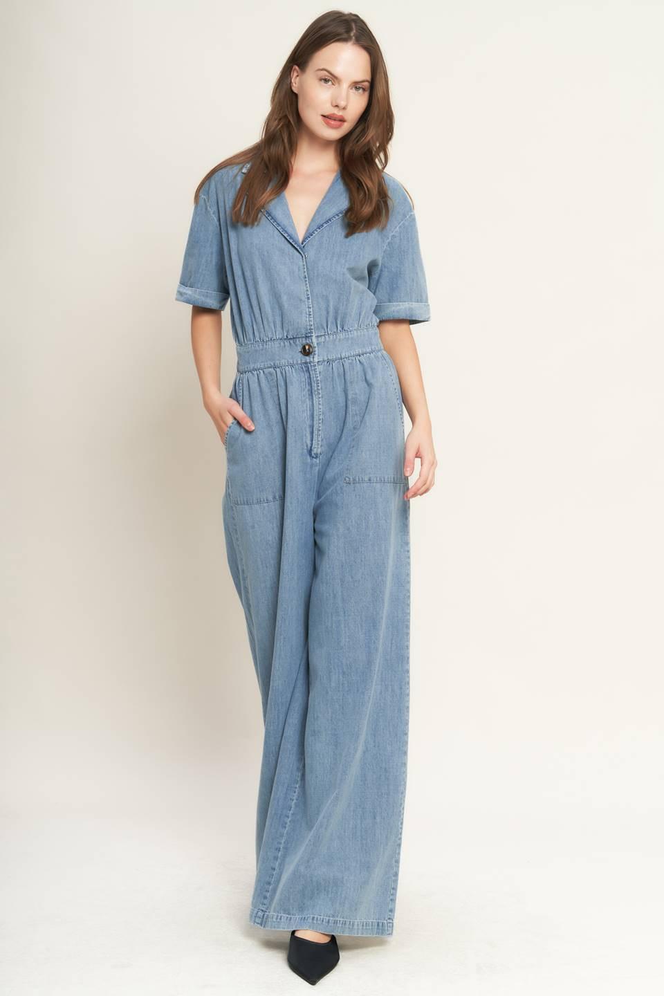 Quiet Luxury Lightweight Denim Jumpsuit
