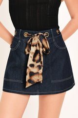 Leopard Tie Denim Skort | Boutique In USA, SHORTS, $ 64.00, A Moment Of Now™