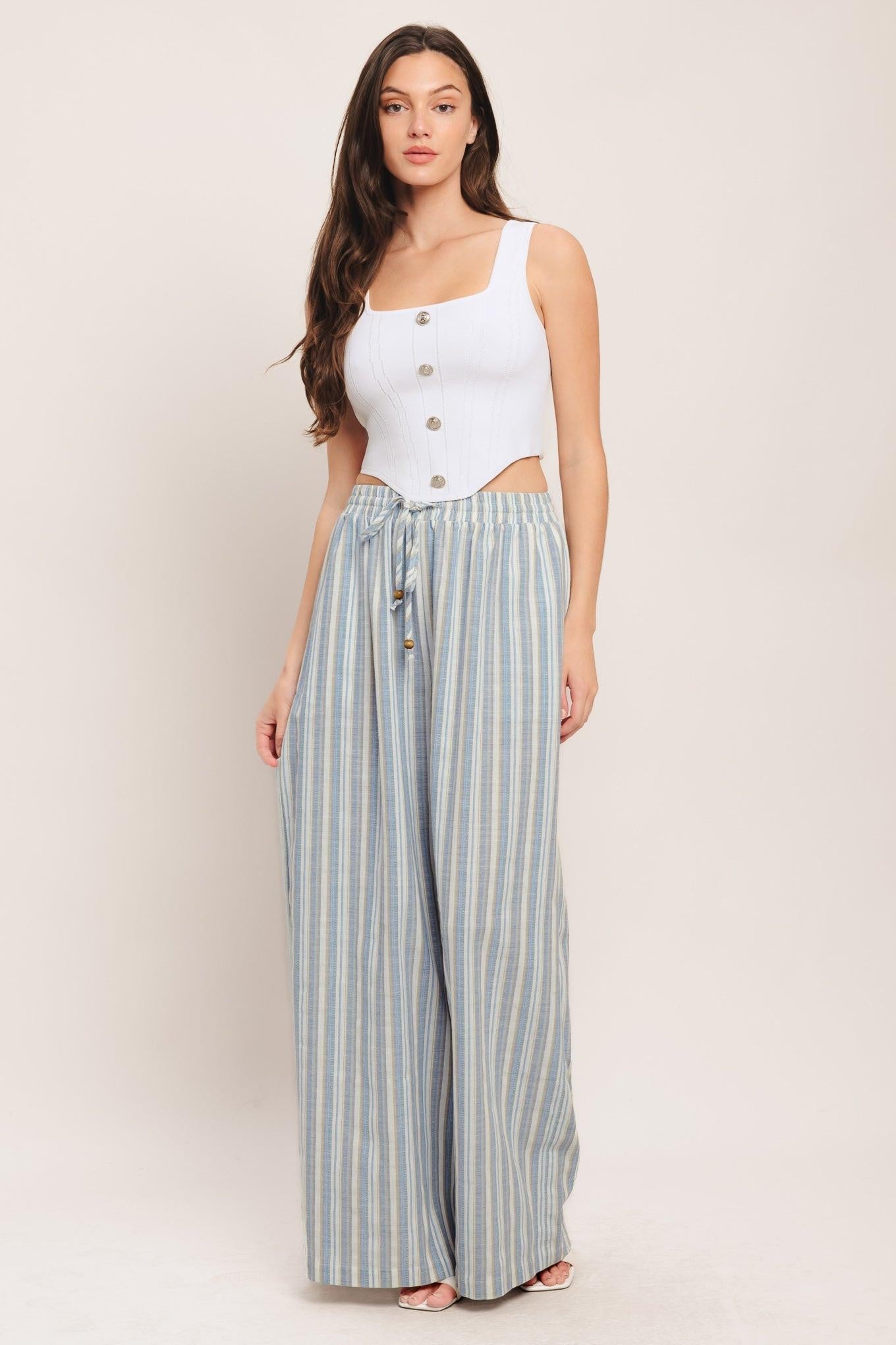 Coastal Day Strip Woven Pants, PANTS, $ 64.00, A Moment Of Now™