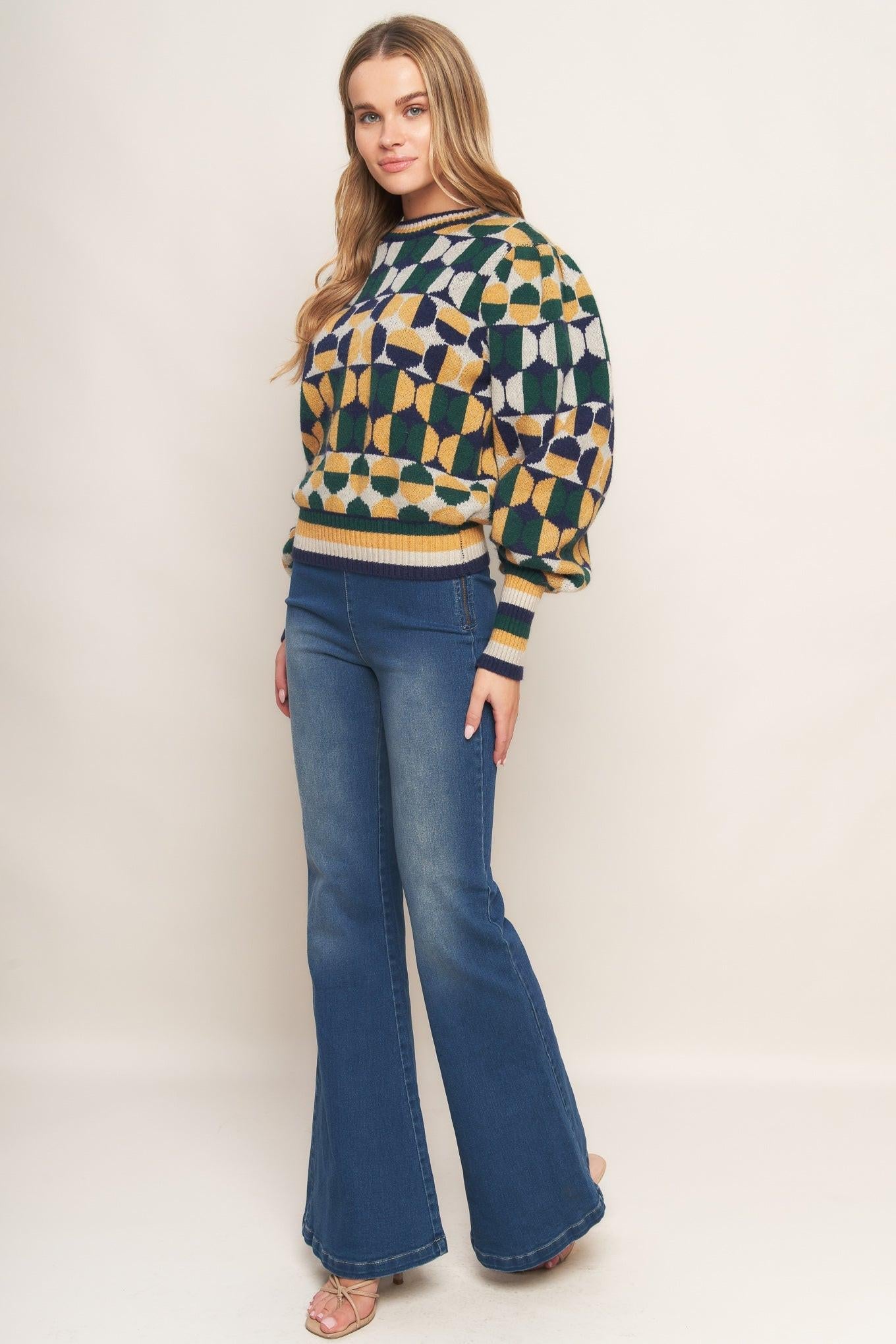 Cheer You On Jacquard Sweater Top